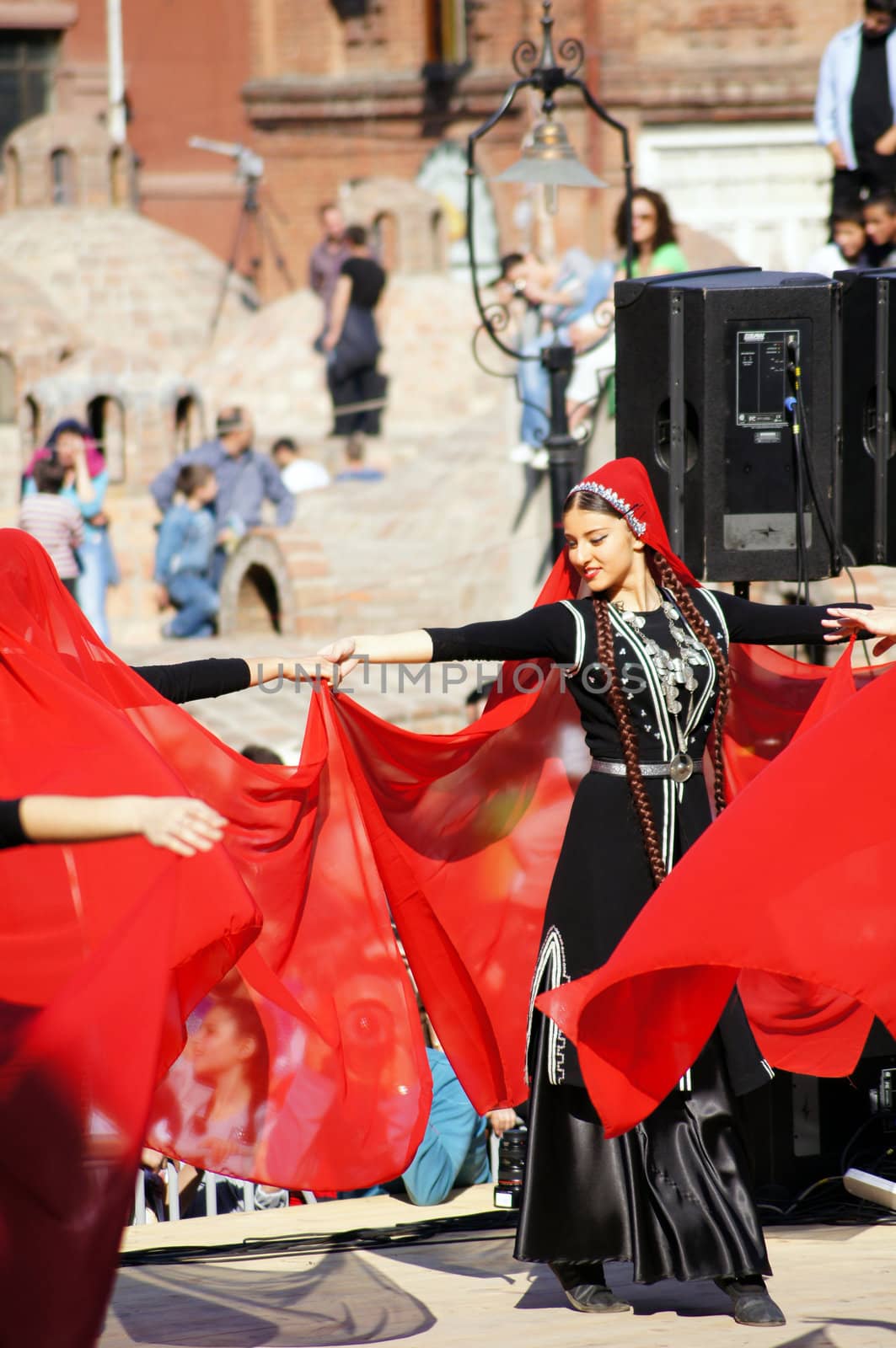 TBILISI, GEORGIA - OCTOBER 9: Participants of Georgian Folk Autumn Festival - Tbilisoba, in adjarian traditional costume dancing Ajaruli dance, October 9, 2011 in Tbilisi, Georgia.