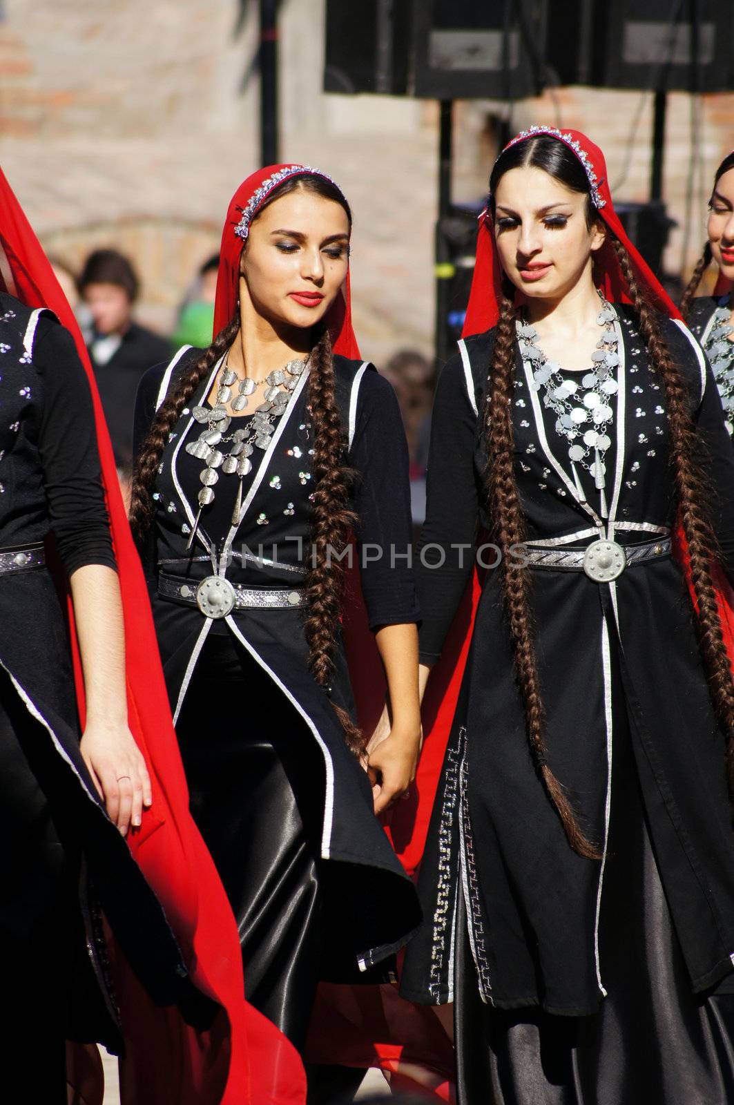 TBILISI, GEORGIA - OCTOBER 9: Participants of Georgian Folk Autumn Festival - Tbilisoba, in adjarian traditional costume dancing Ajaruli dance, October 9, 2011 in Tbilisi, Georgia.