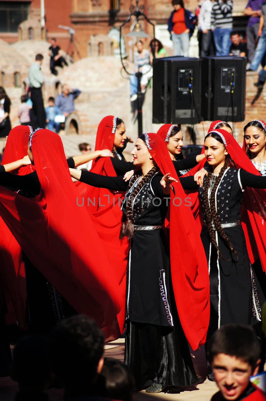 TBILISI, GEORGIA - OCTOBER 9: Participants of Georgian Folk Autumn Festival - Tbilisoba, in adjarian traditional costume dancing Ajaruli dance, October 9, 2011 in Tbilisi, Georgia.