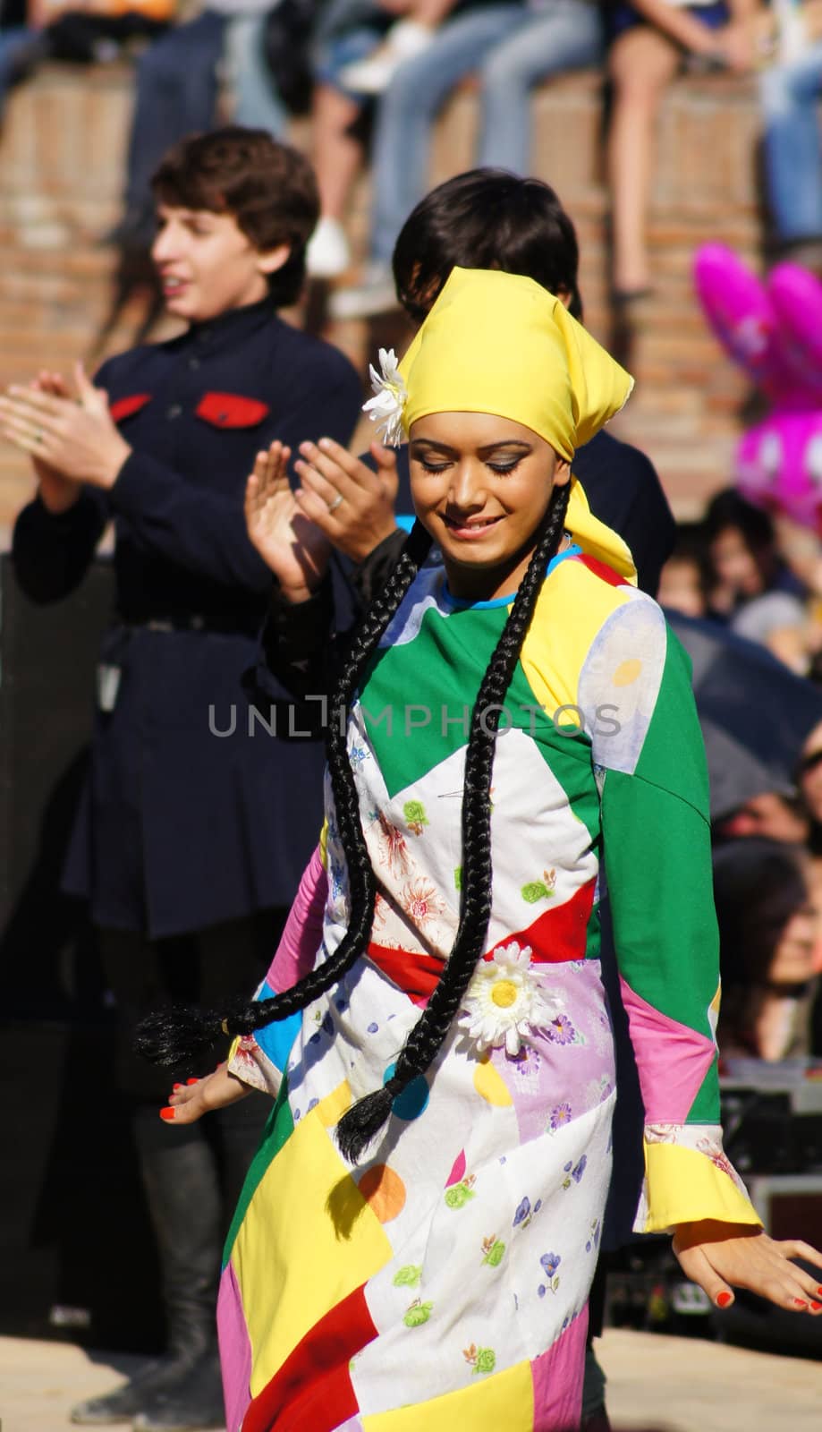 TBILISI, GEORGIA - OCTOBER 9: Participants of Georgian Folk Autumn Festival - Tbilisoba, in adjarian traditional costume dancing Ajaruli dance, October 9, 2011 in Tbilisi, Georgia.