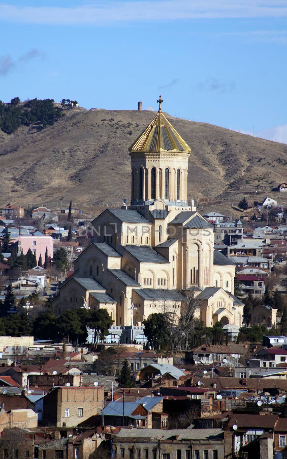 Facade of St. Trinity cathedral in Tbilisi, Georgia             