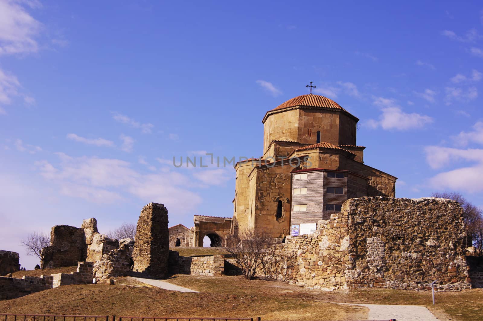 Exterior of ruins of Jvari, which is a Georgian Orthodox monastery of the 6th century near Mtskheta (World Heritage site) - the most famous symbol of georgiam christianity by Elet