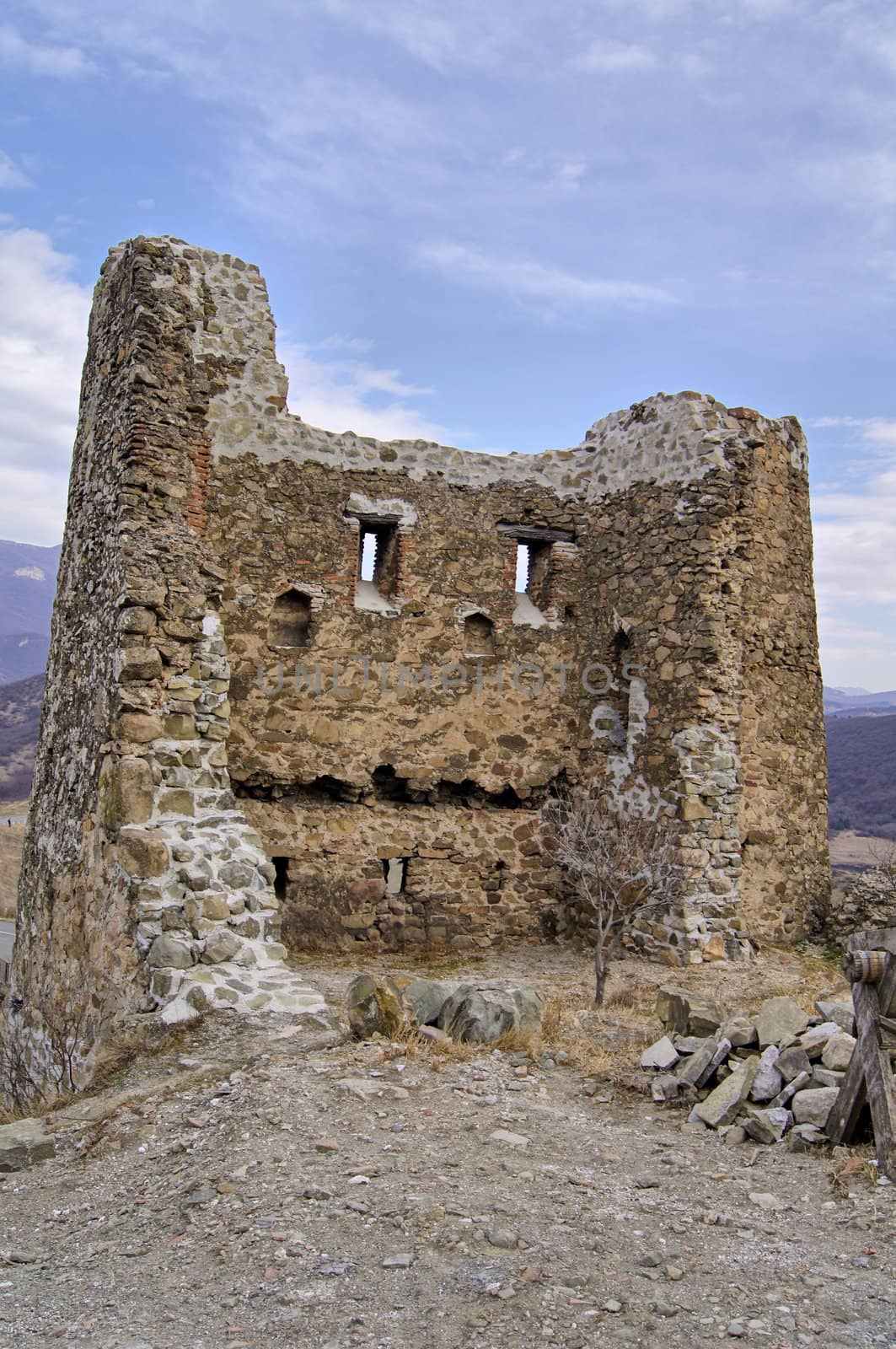 Exterior of ruins of Jvari, which is a Georgian Orthodox monastery