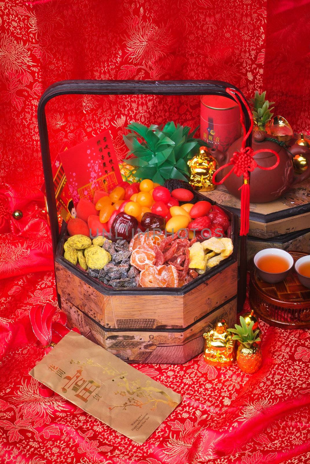 Dried fruits with chinese new year background by heinteh