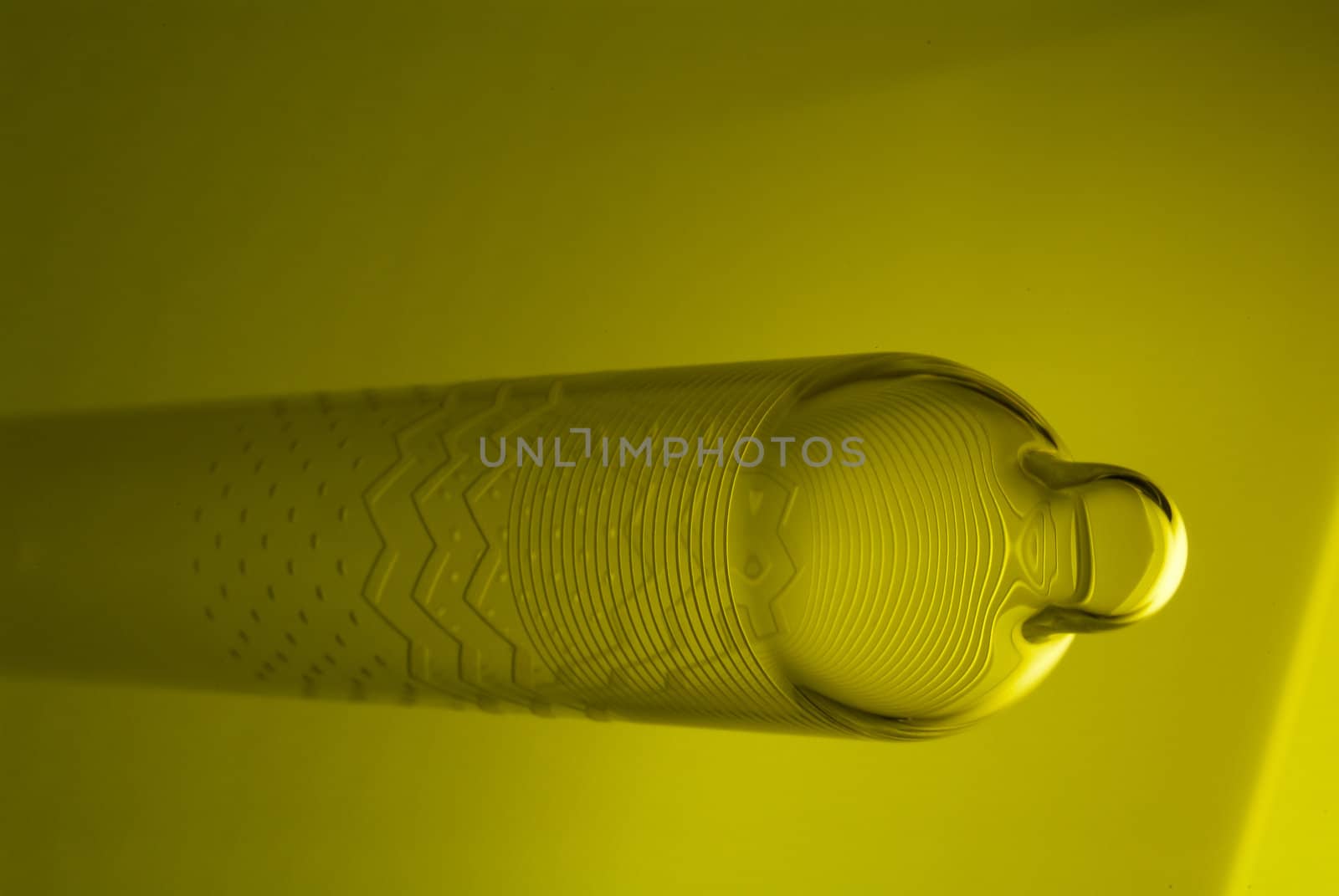 chemical glassware with reflection on background