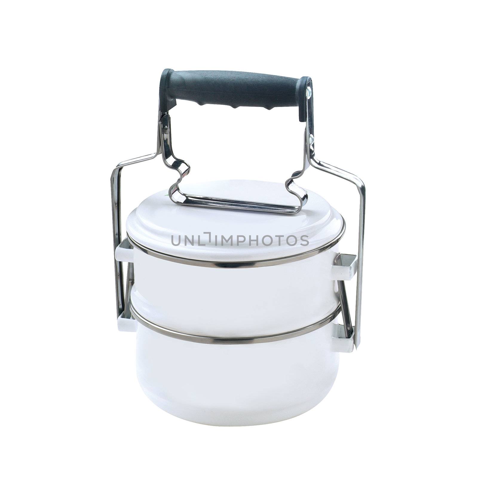 Metal Tiffin, Food Container On White Background by heinteh