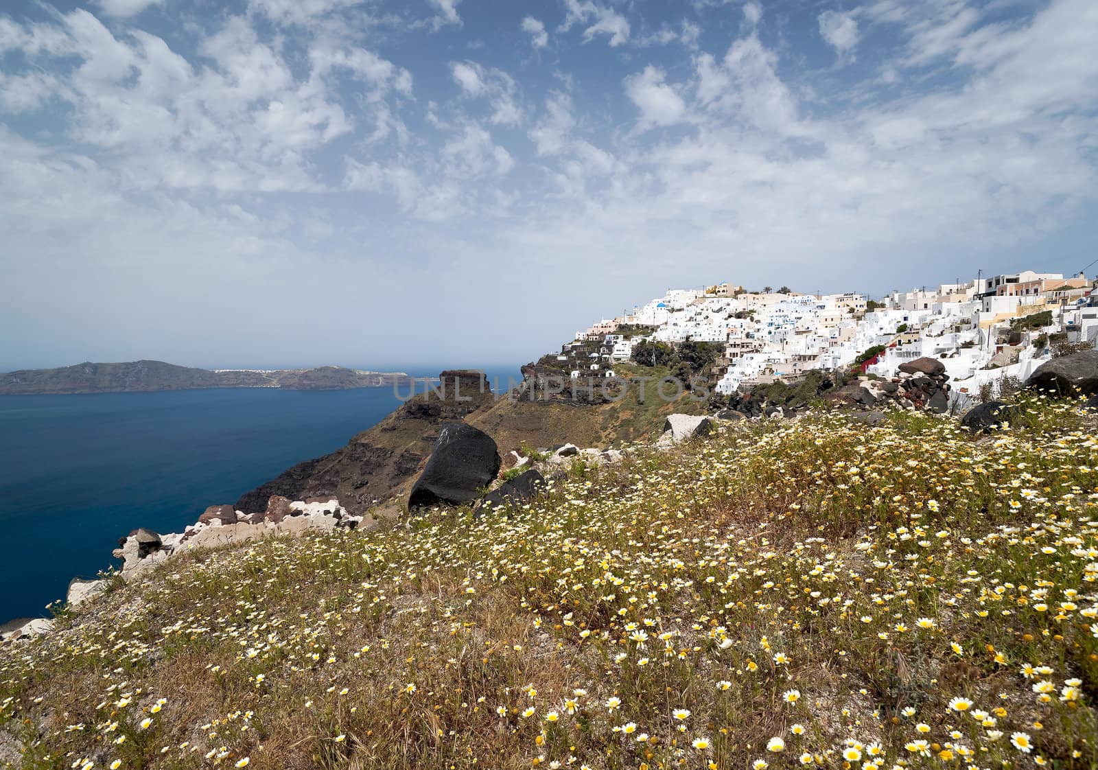 Imerovigli view with tipical Cyclades architecture in Santorini island