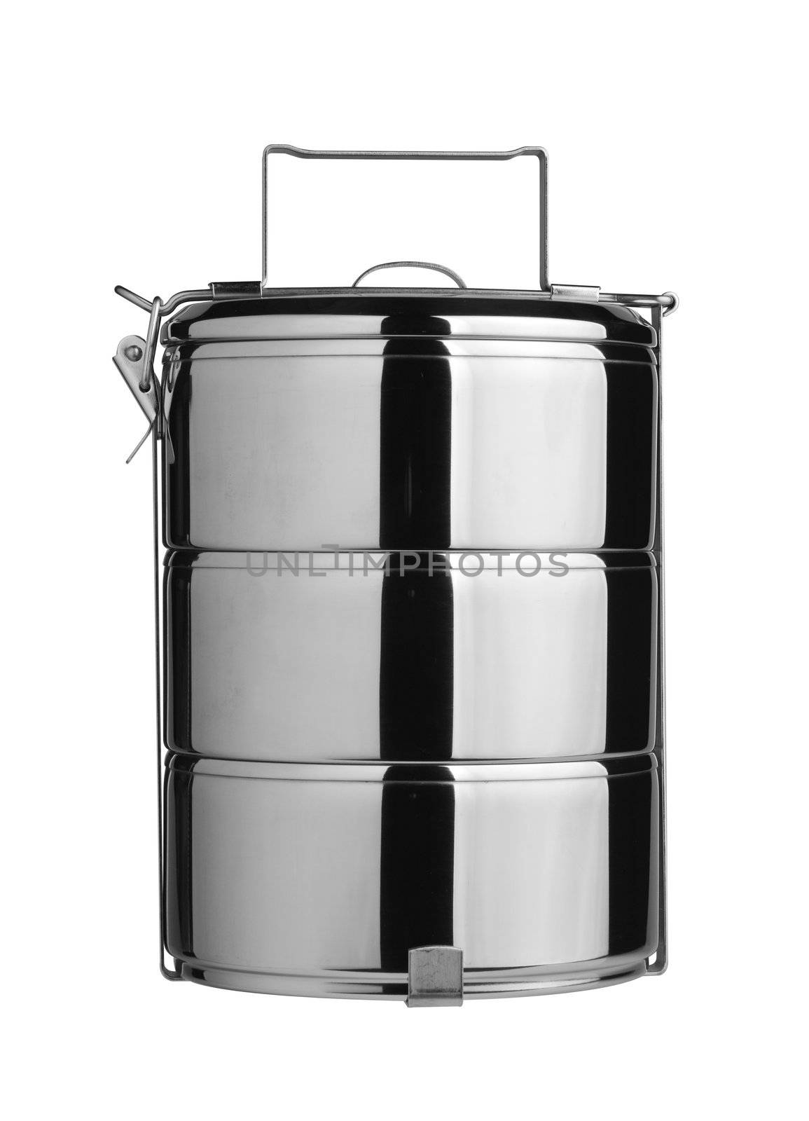 Metal Tiffin, Food Container On White Background by heinteh