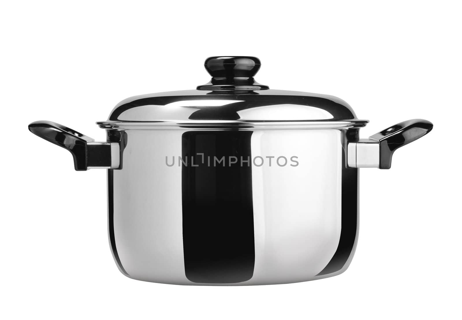 Stainless steel cooking pot isolated on white