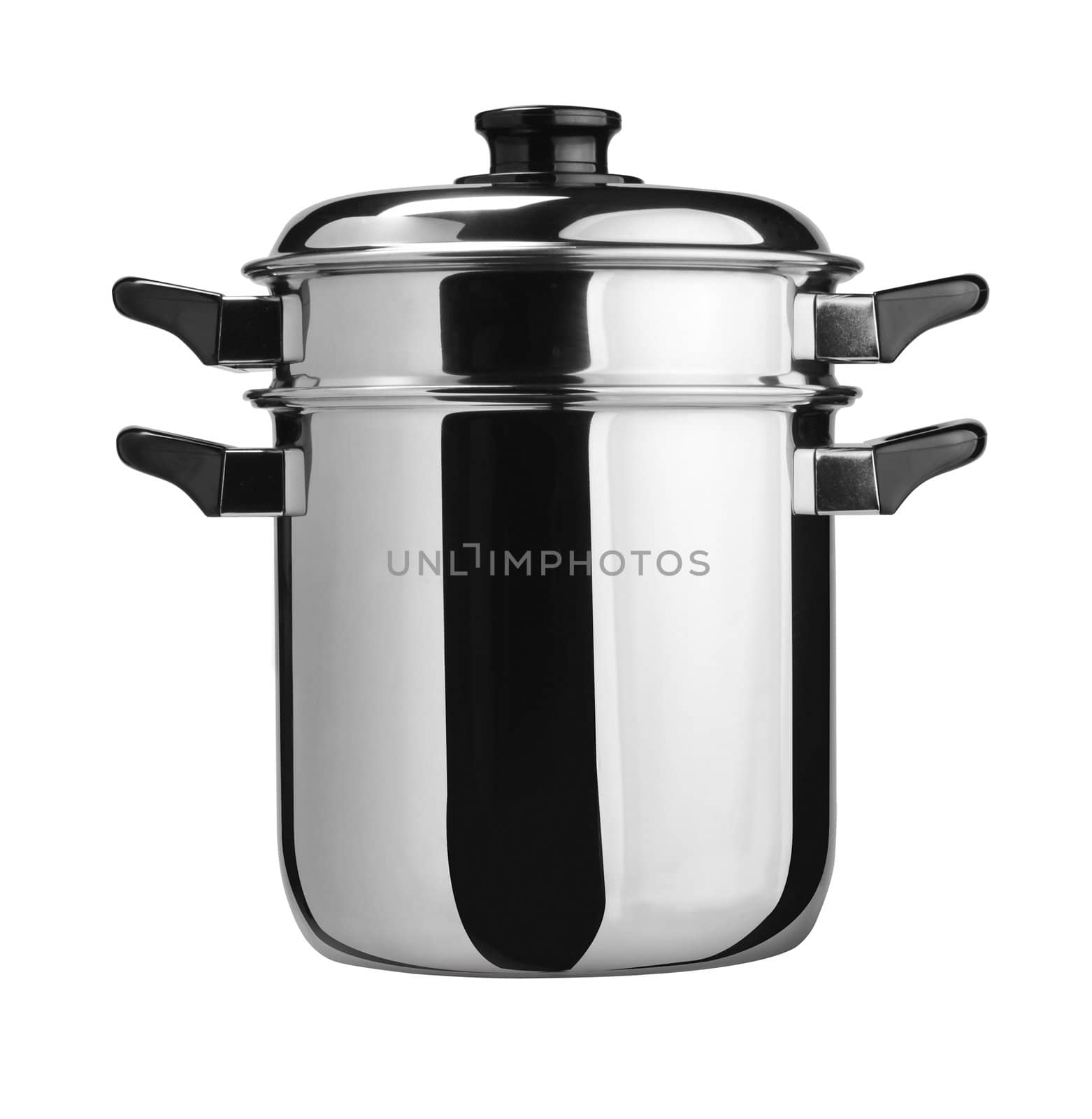 Stainless steel cooking pot isolated on white