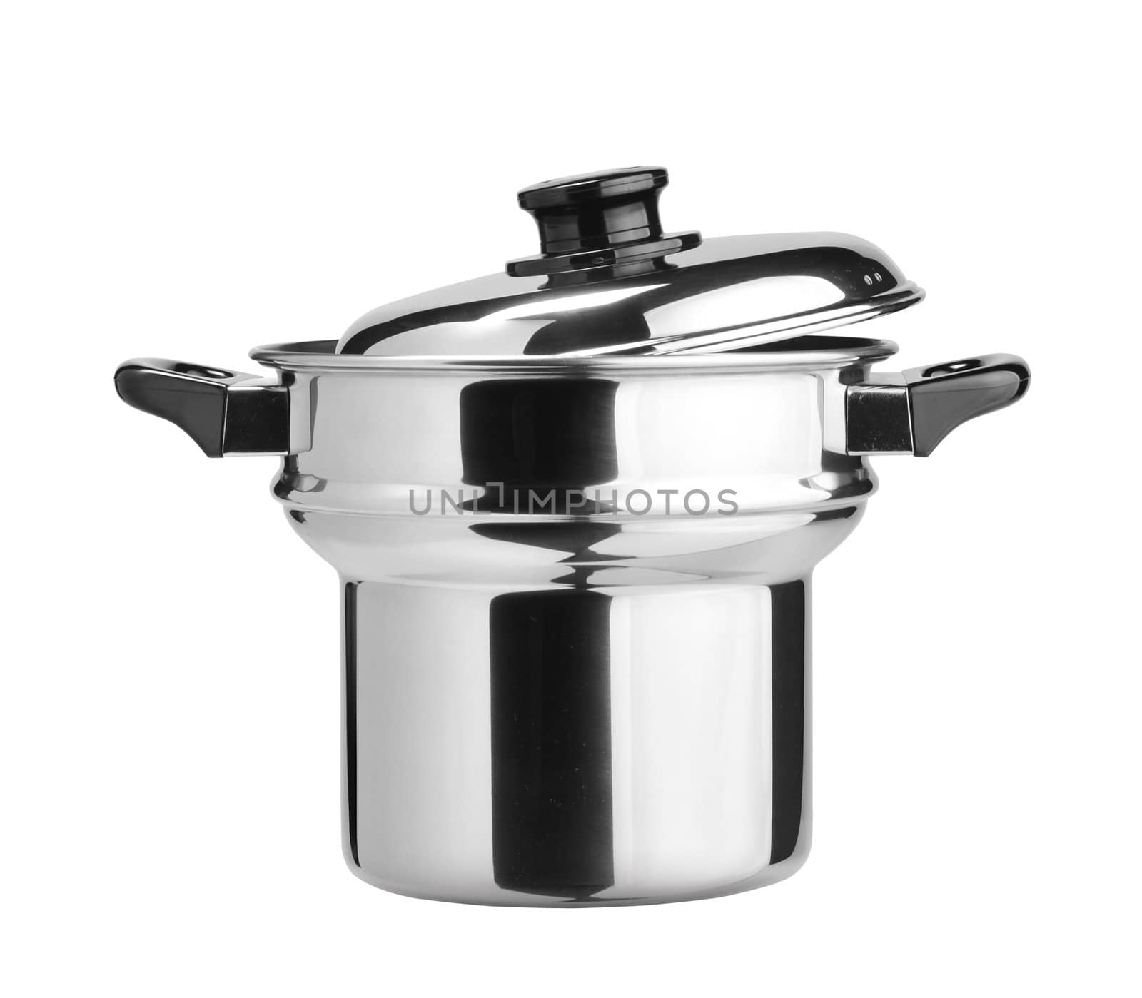 Stainless steel cooking pot isolated on white