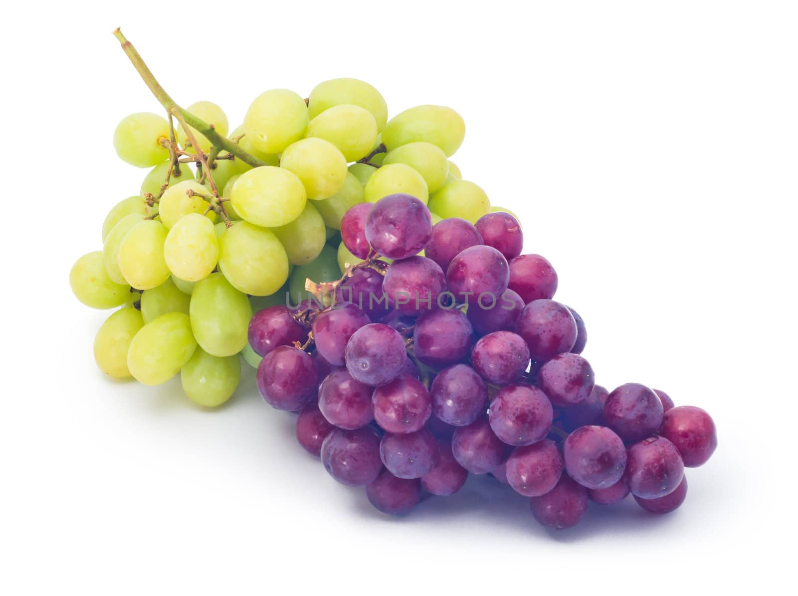 red and green grapes isolated on white