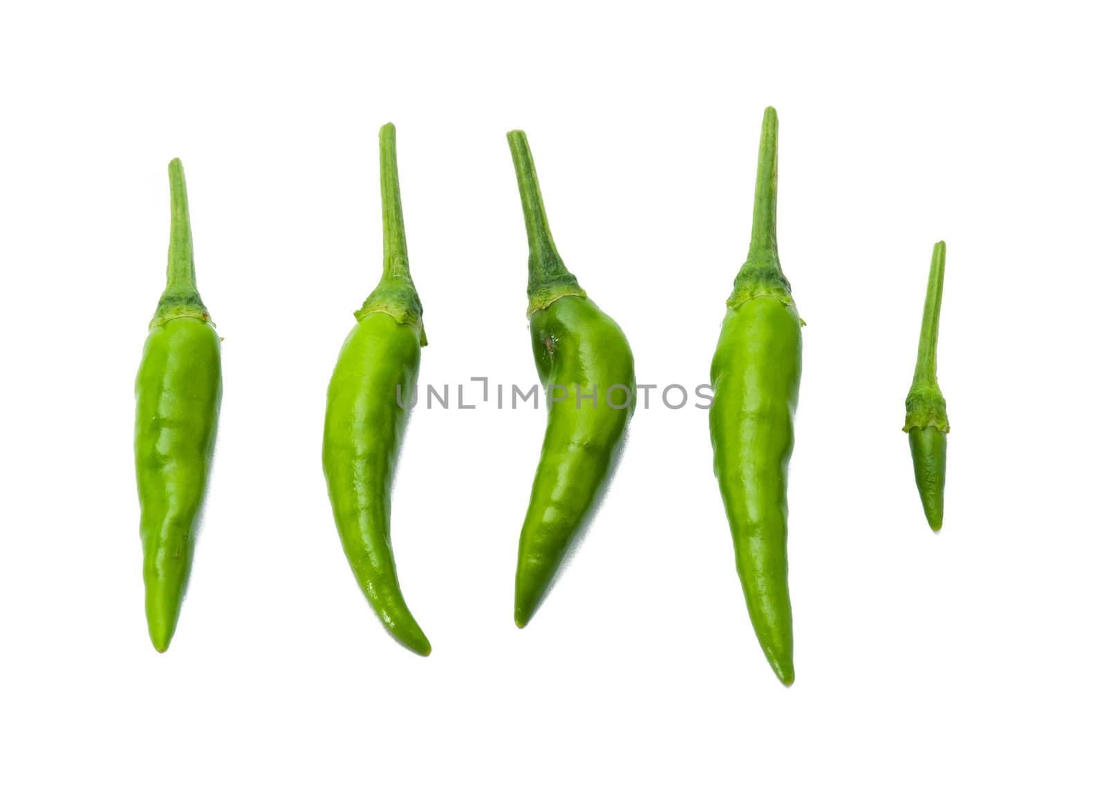 green chili on white background