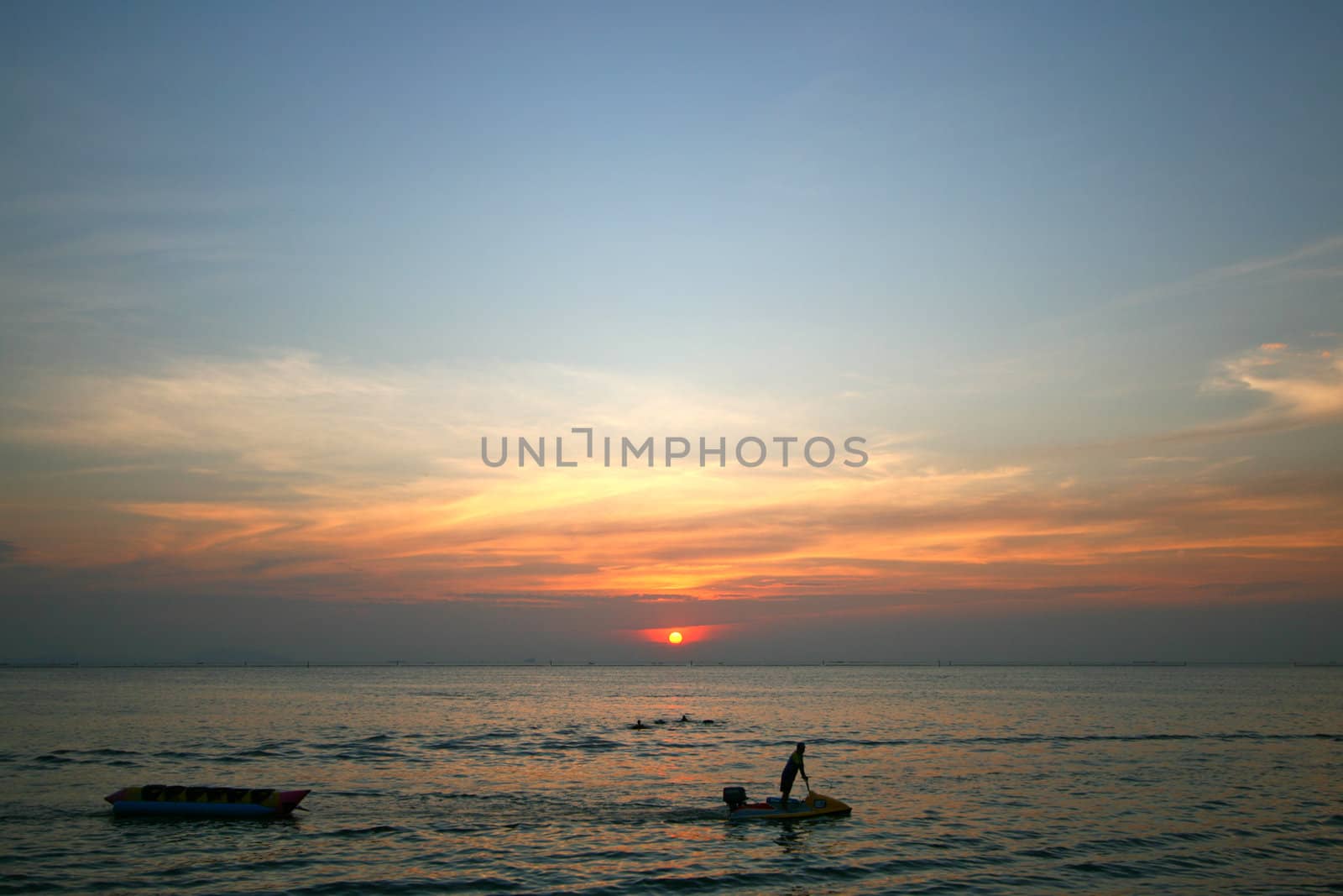 sunset in bangsan beach, thailand