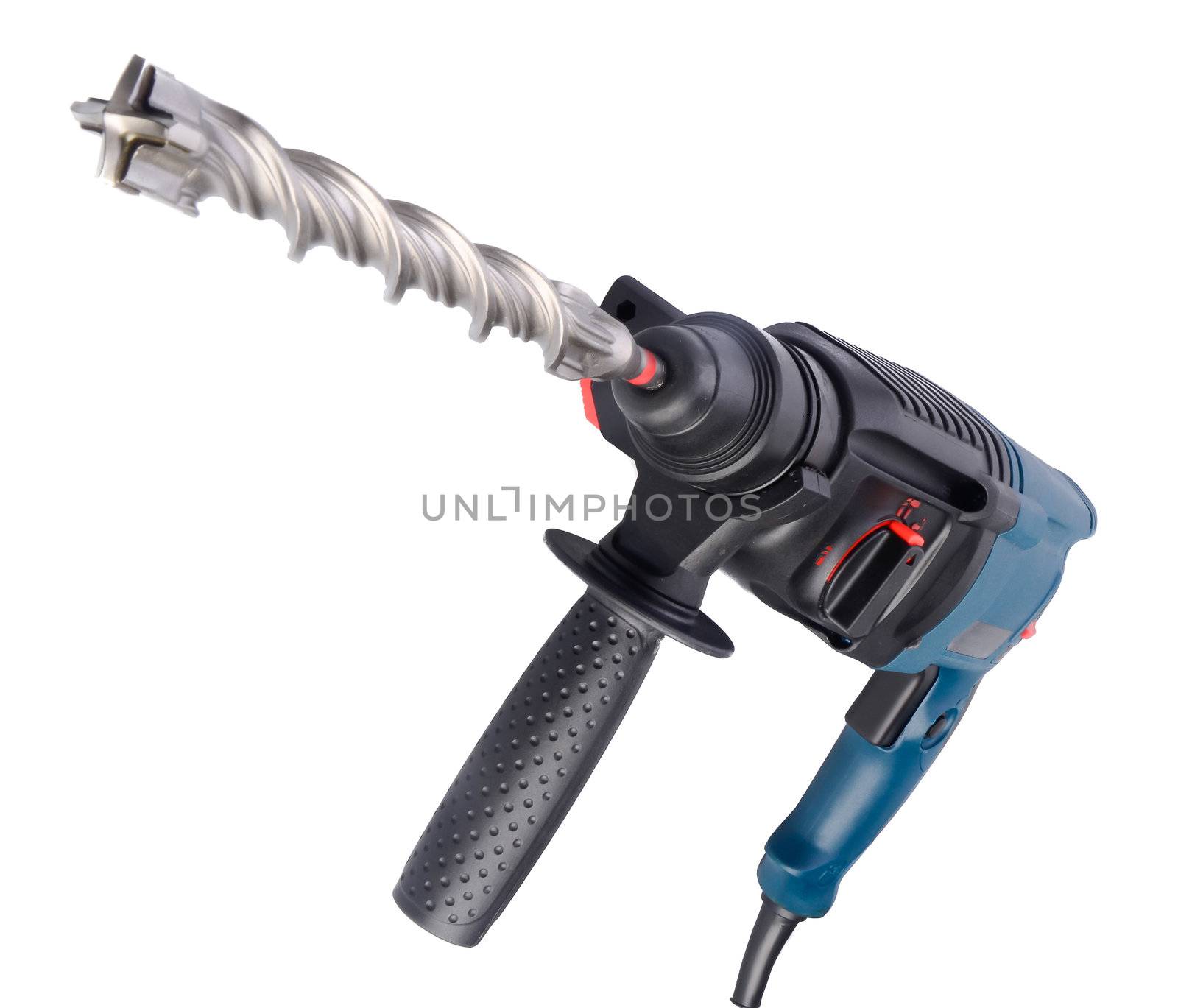 Electric drilling machine on a white background