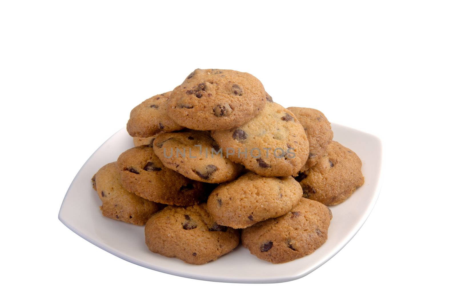 Chocolate Chip Cookies Isolated On White Background
