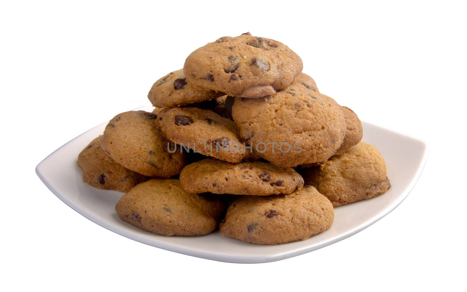 Chocolate Chip Cookies Isolated On White Background by heinteh