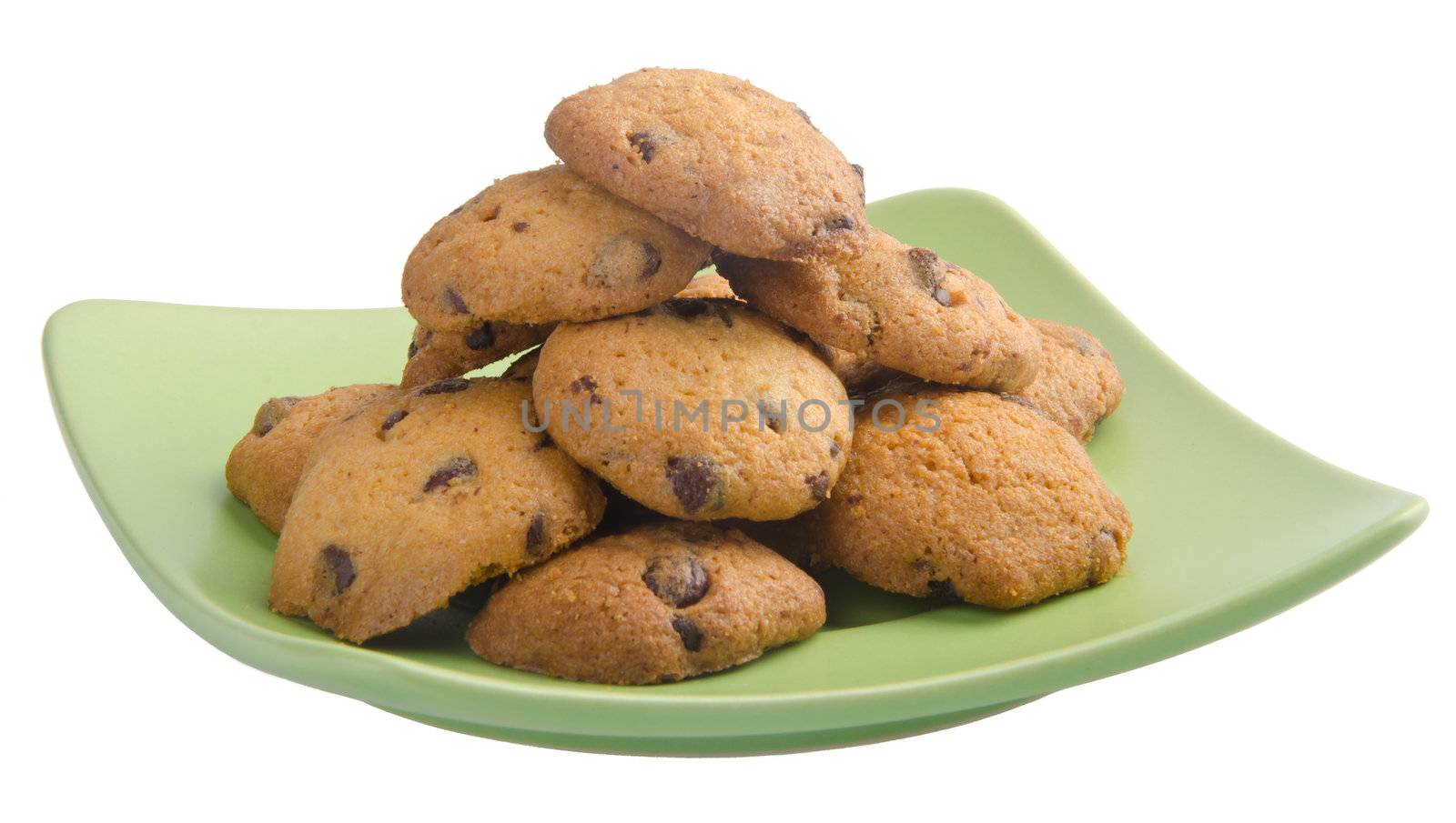 Chocolate Chip Cookies Isolated On White Background by heinteh