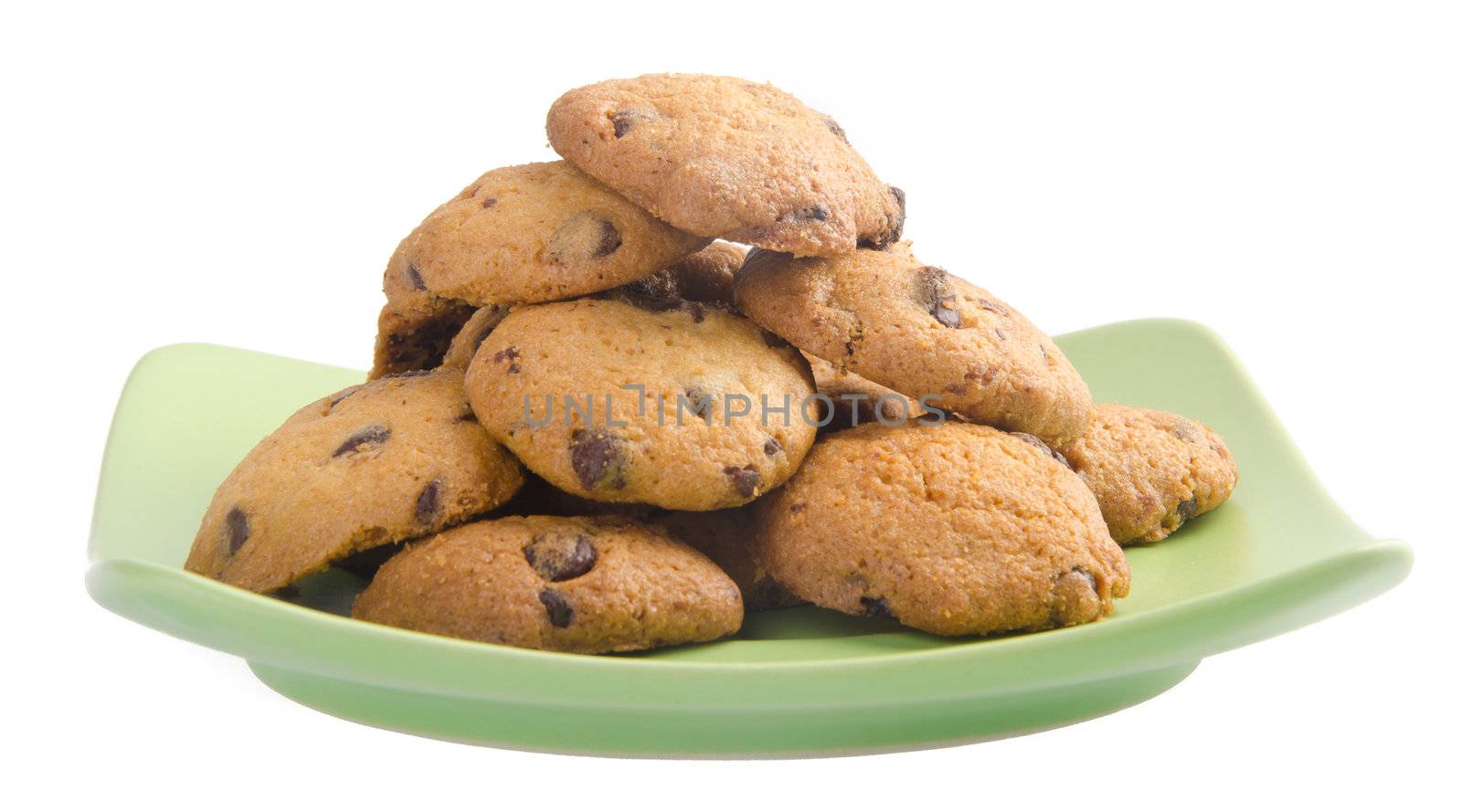 Chocolate Chip Cookies Isolated On White Background