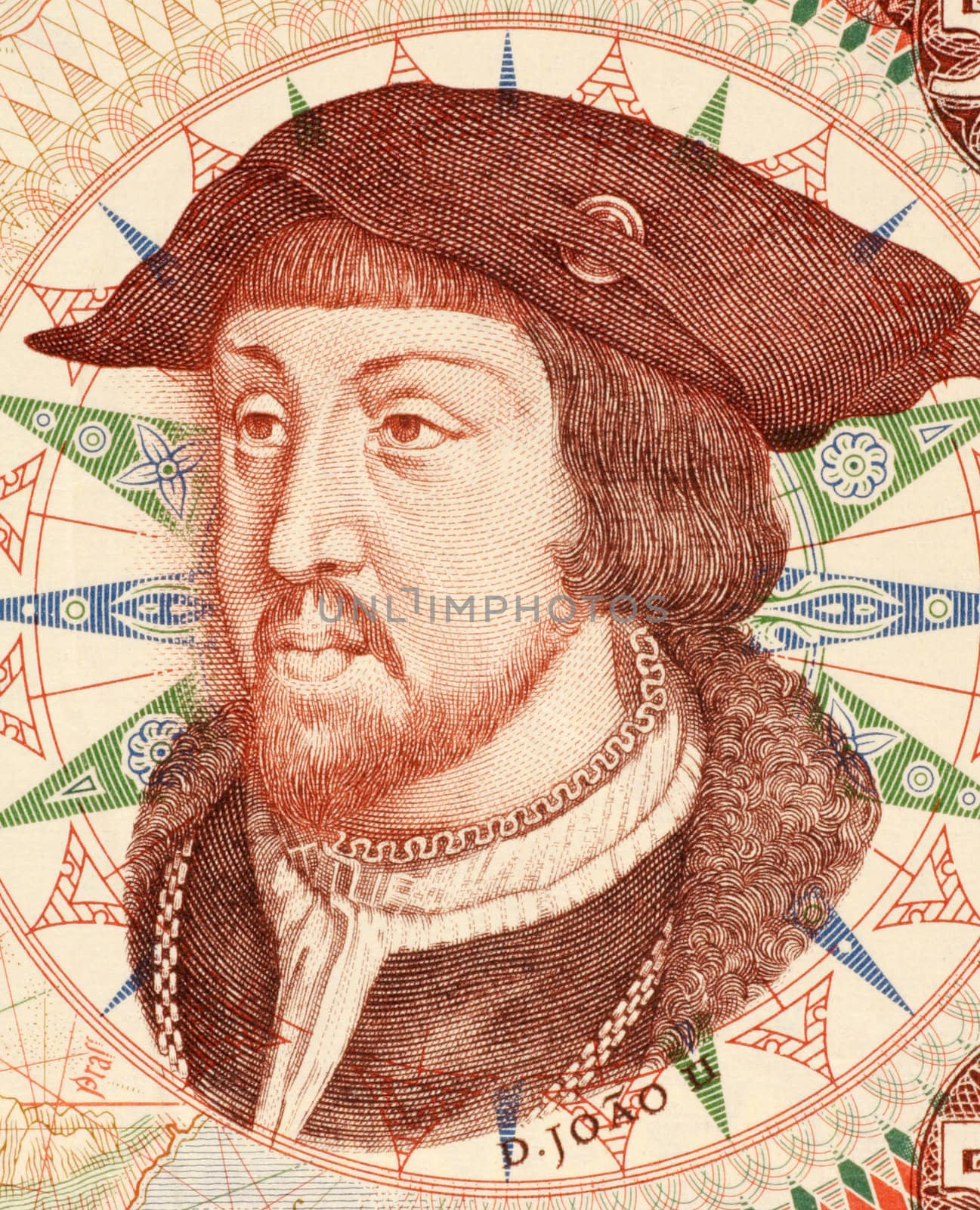 John II (1455-1495) on 500 Escudos 1966 Banknote from Portugal. King of Portugal and the Algarves during 1477/1481-1495.