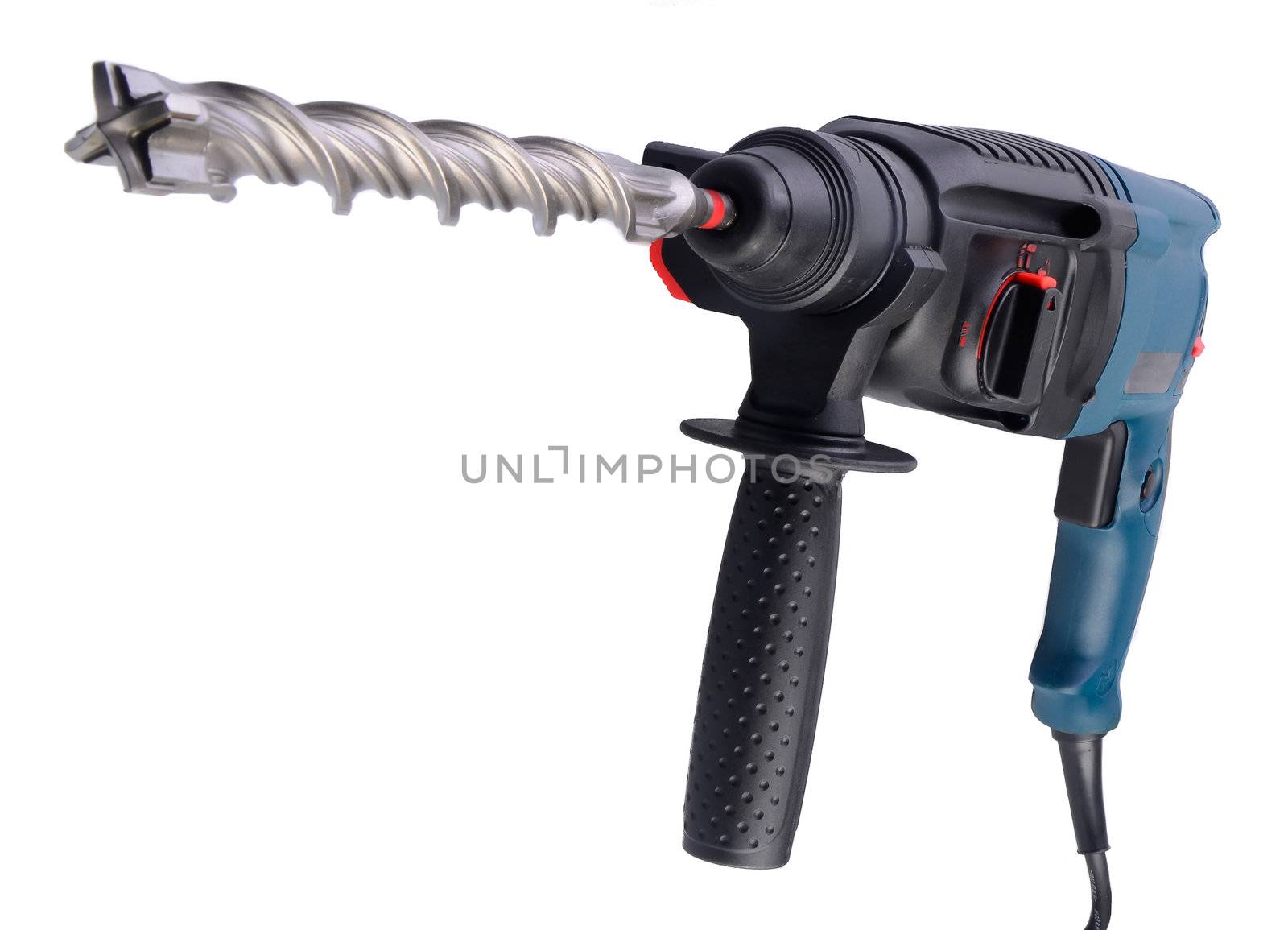 Electric drilling machine on a white background