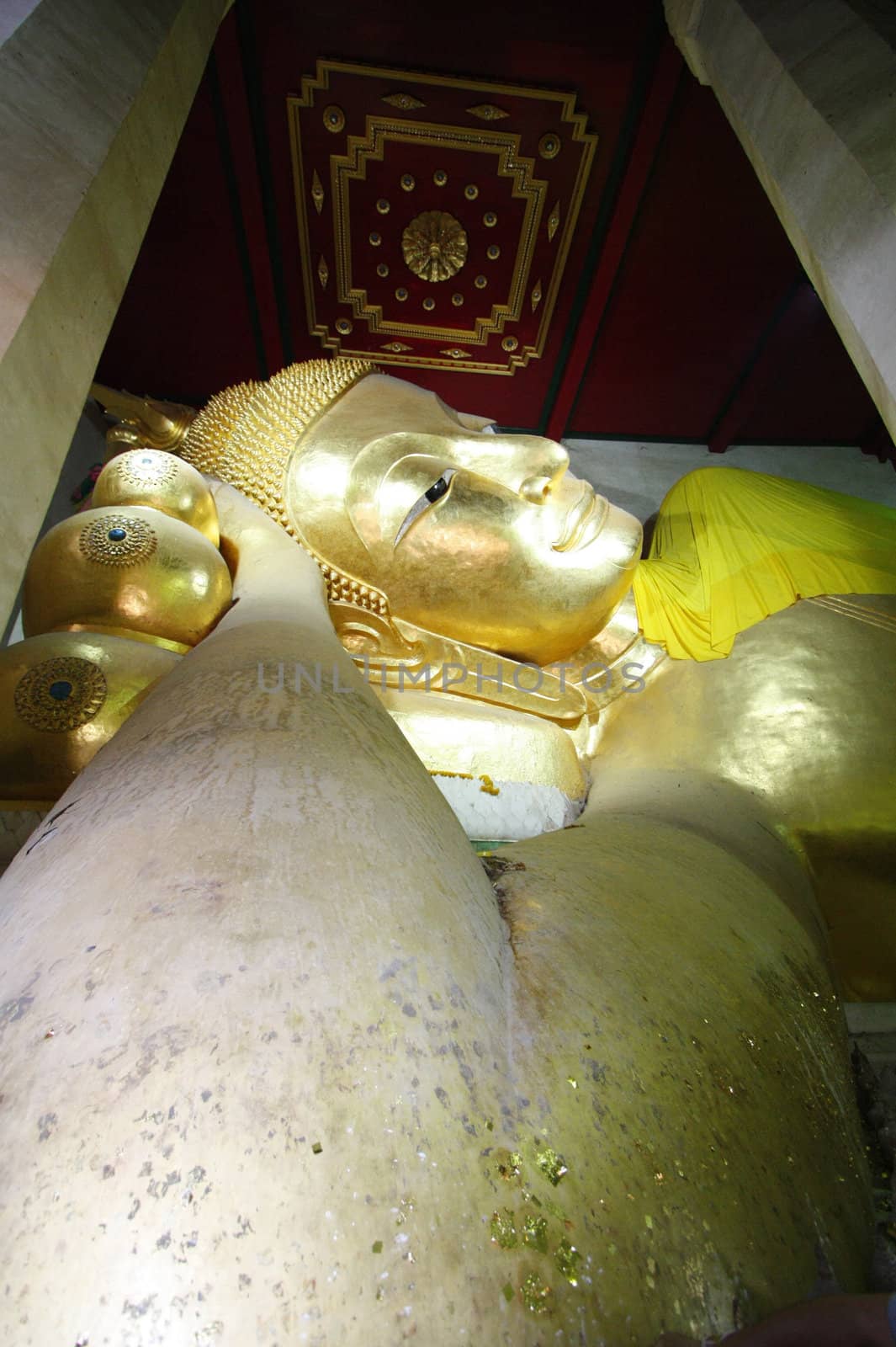 Buddha statue, Looking at the temple in Thailand.