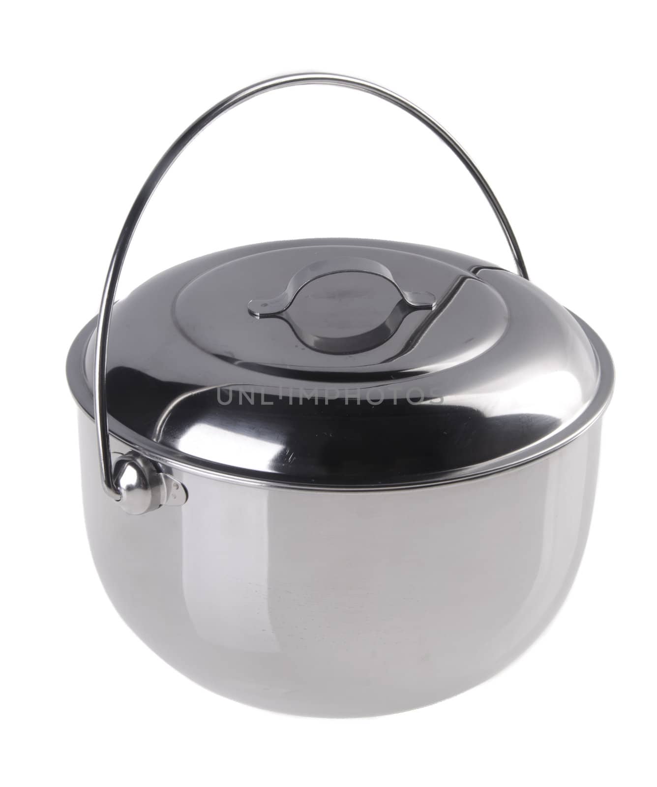 pot, Stainless steel pot on white background