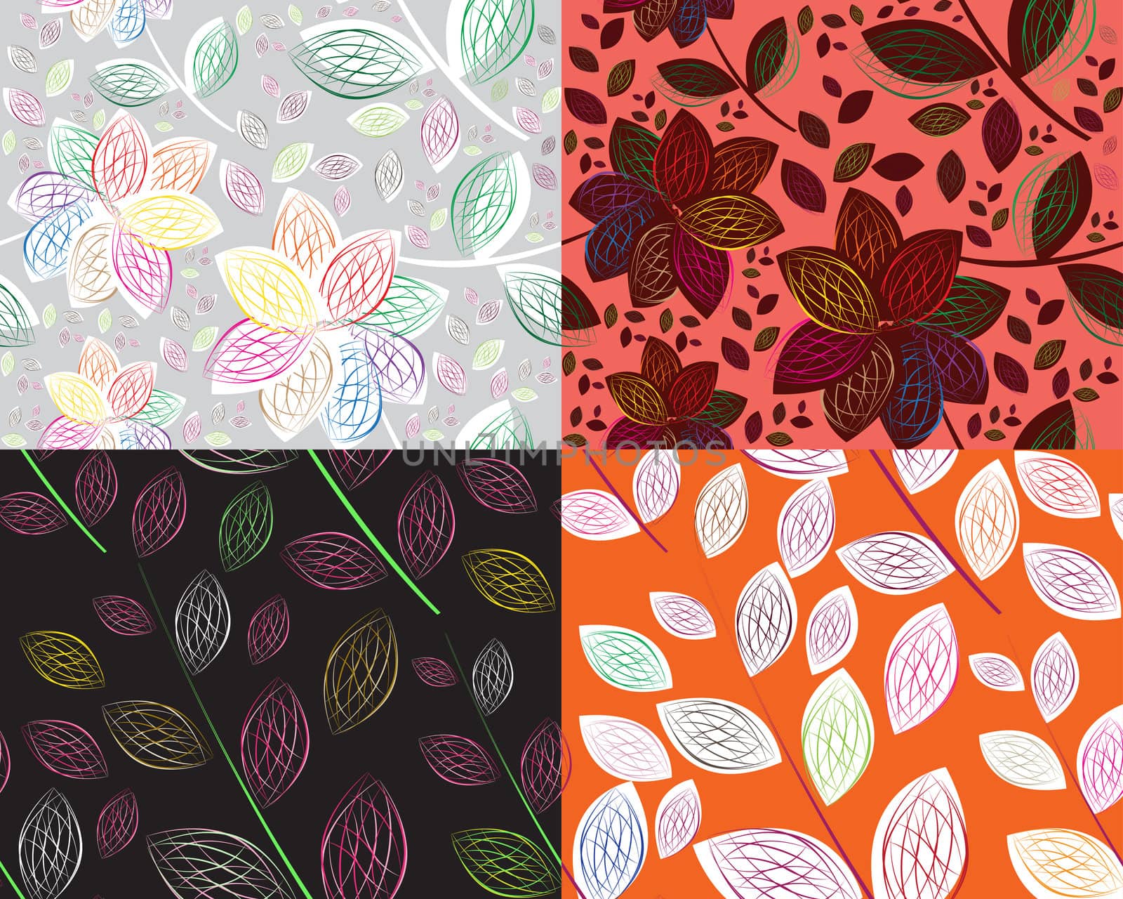 simple art of seamless colored leaf pattern