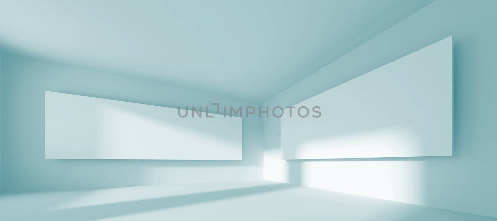 3d Illustration of White Gallery Interior Background