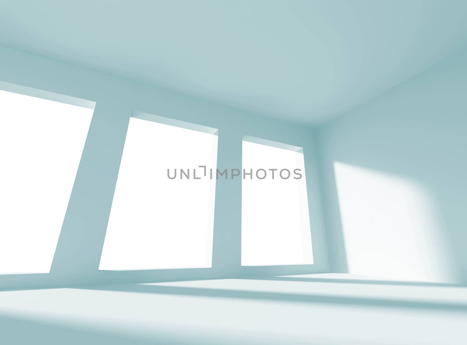 3D Illustration of Empty White Room 