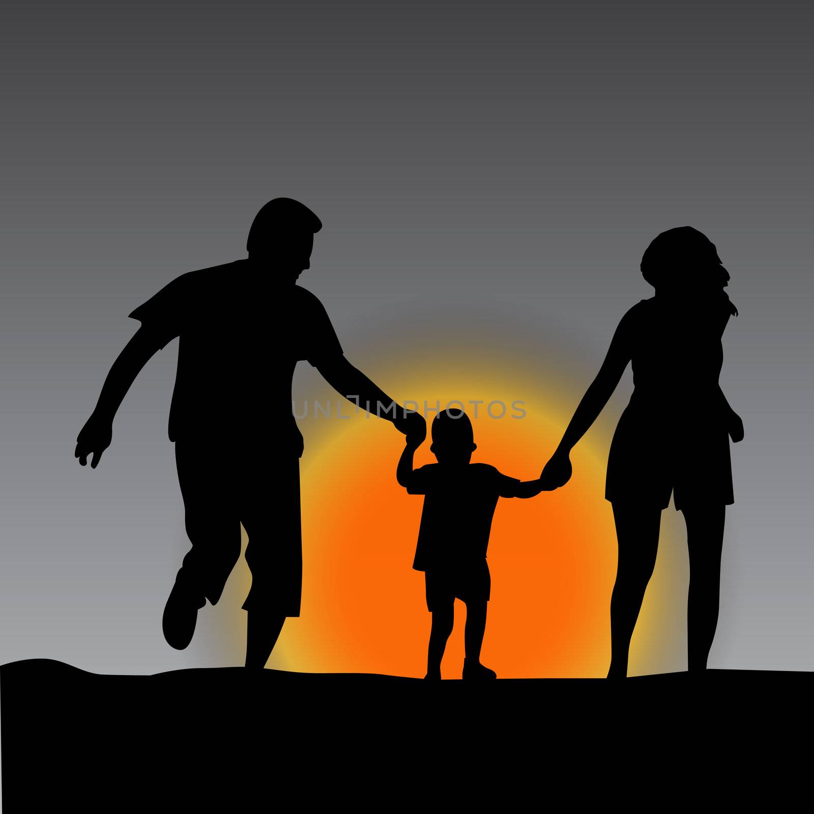 Eps format, prepared the mother, father and child silhouette