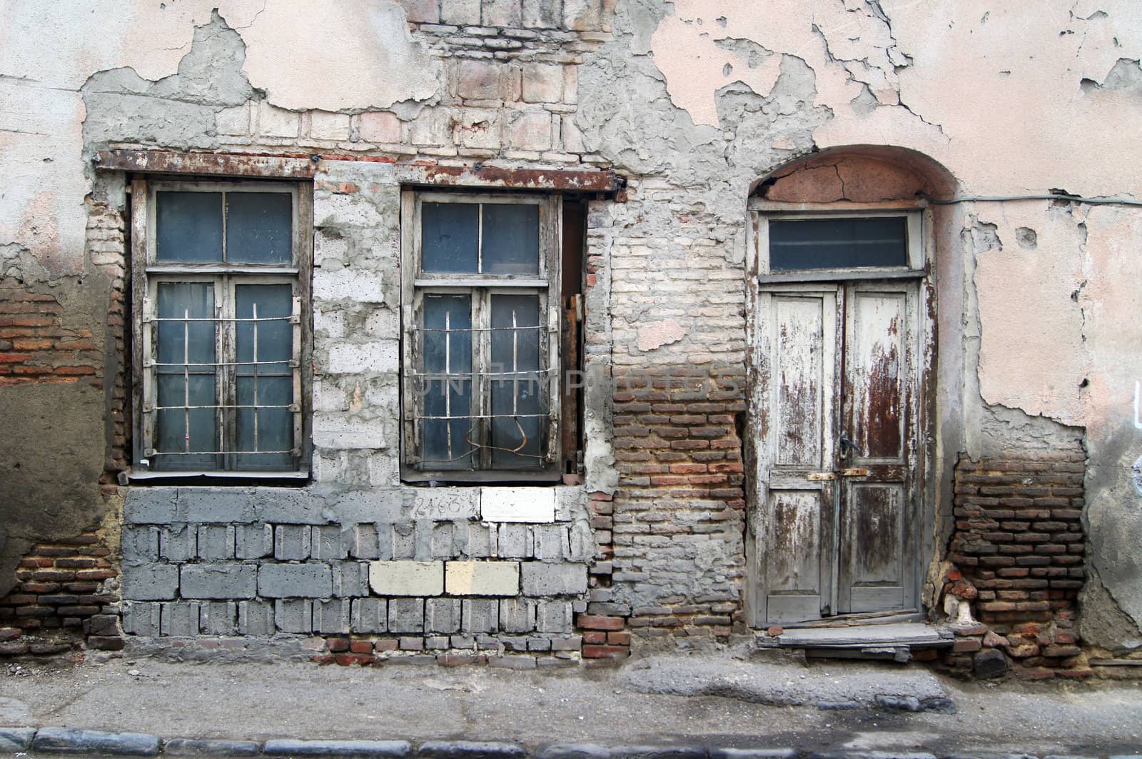 Art-Nouveau facade in Tbilisi Old town, restored area around Marjanishvilis square