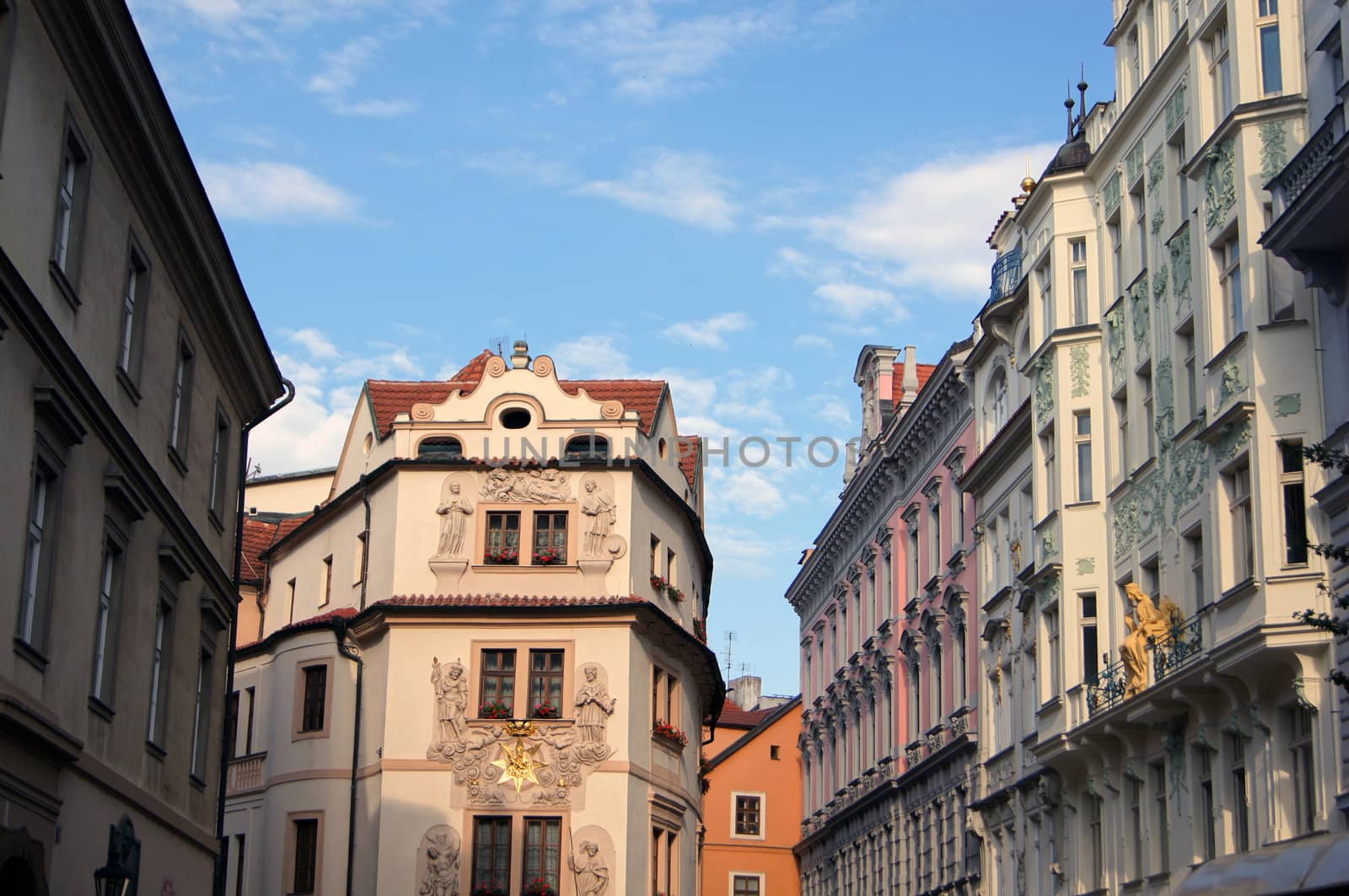 Overview of architecture of old part czech capital - Prague                 