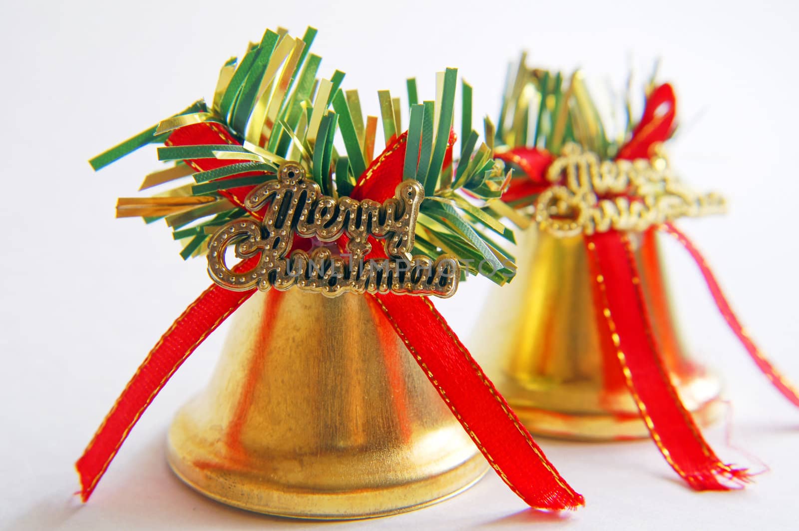 Christmas decorations on white background