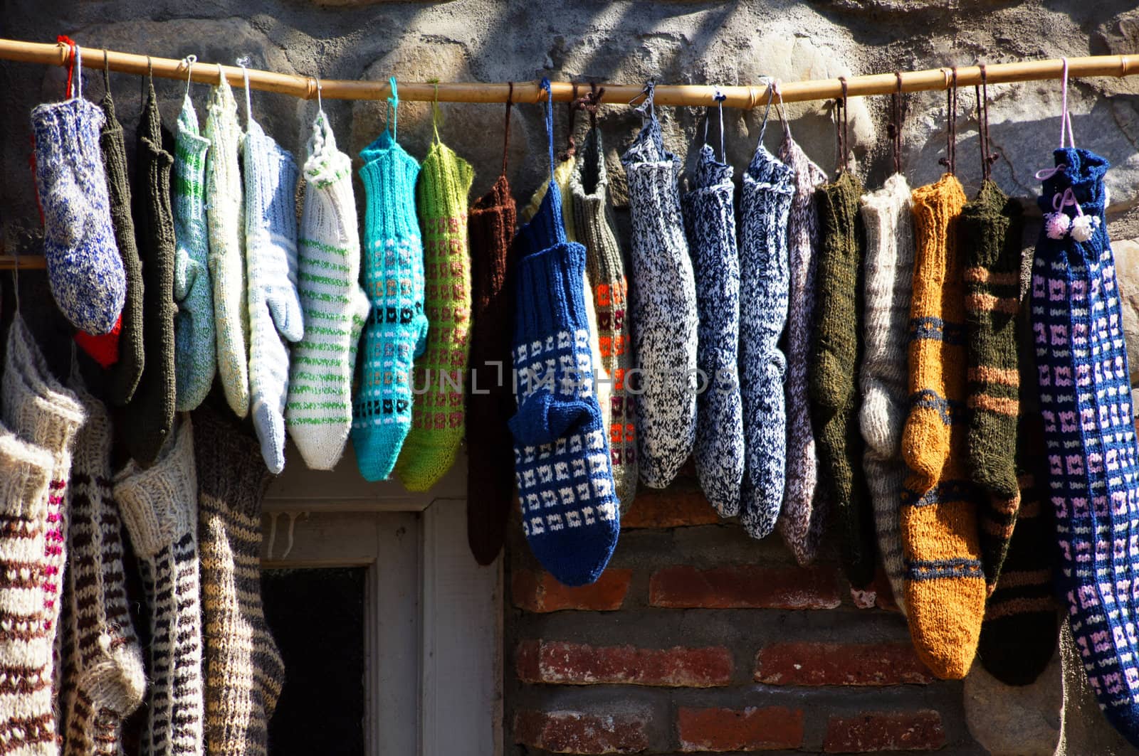 Knit socks on the street market in Tbilisi Old town, Republic of Georgia