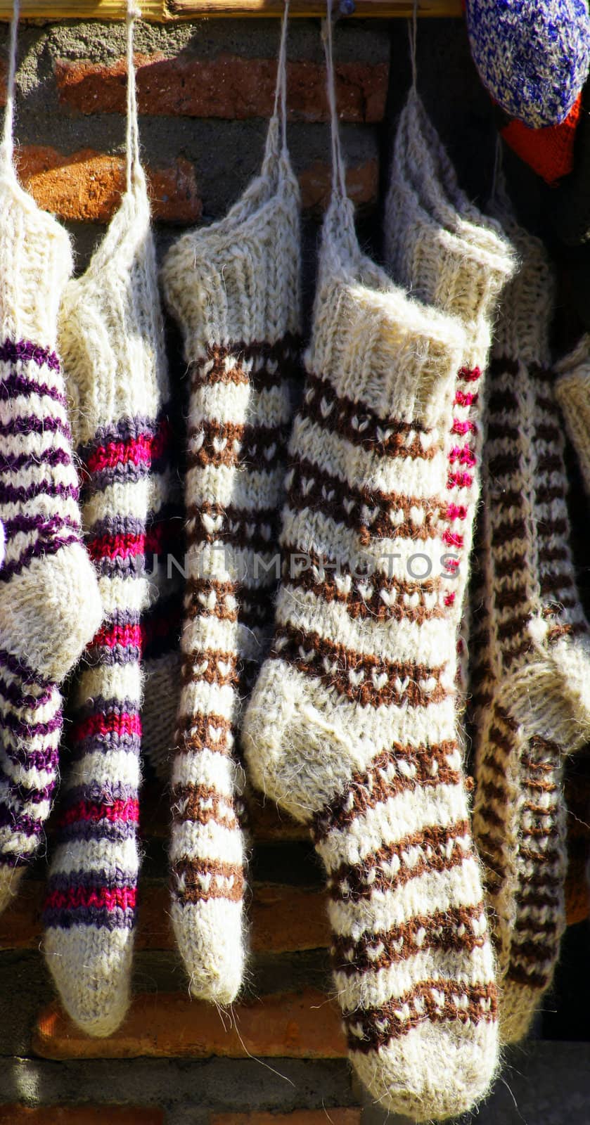 Knit socks on the street market in Tbilisi Old town, Republic of Georgia