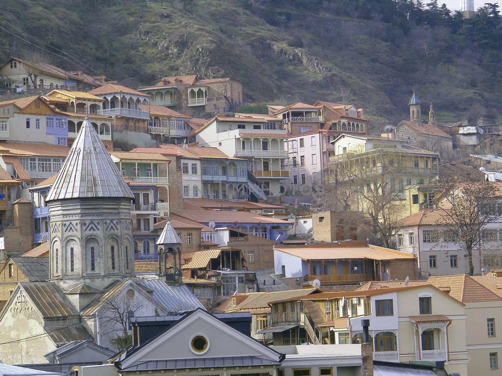 Churches and domes of Tbilisi, view to historical part of the capital of Republic of Georgia