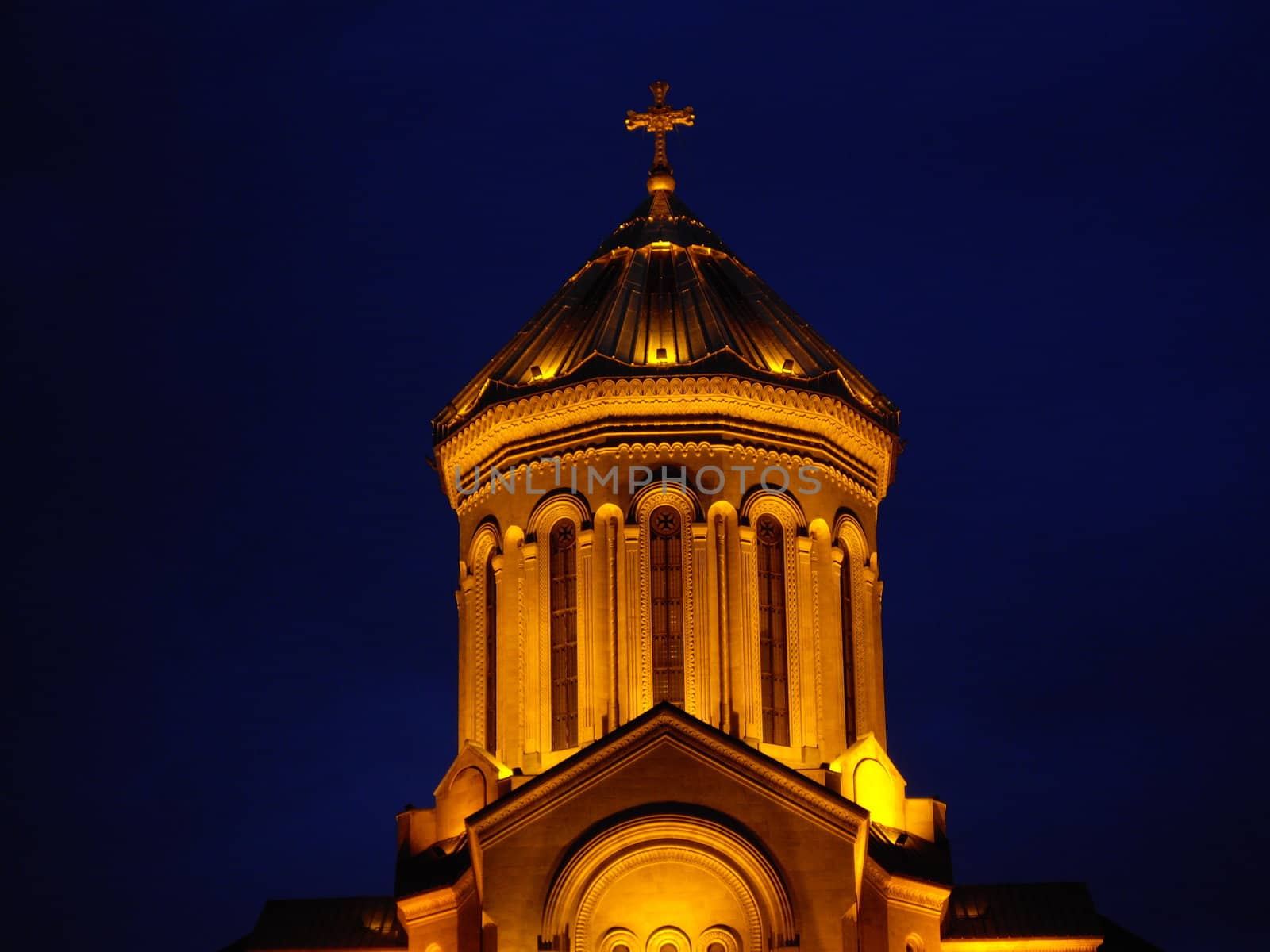 Night view of Tbilisi Old town with ancient churches, castle and president palace