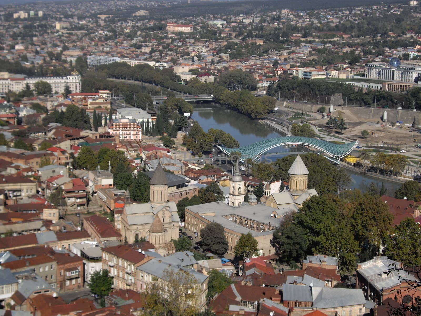 Churches and domes of Tbilisi, view to historical part of the capital of Republic of Georgia