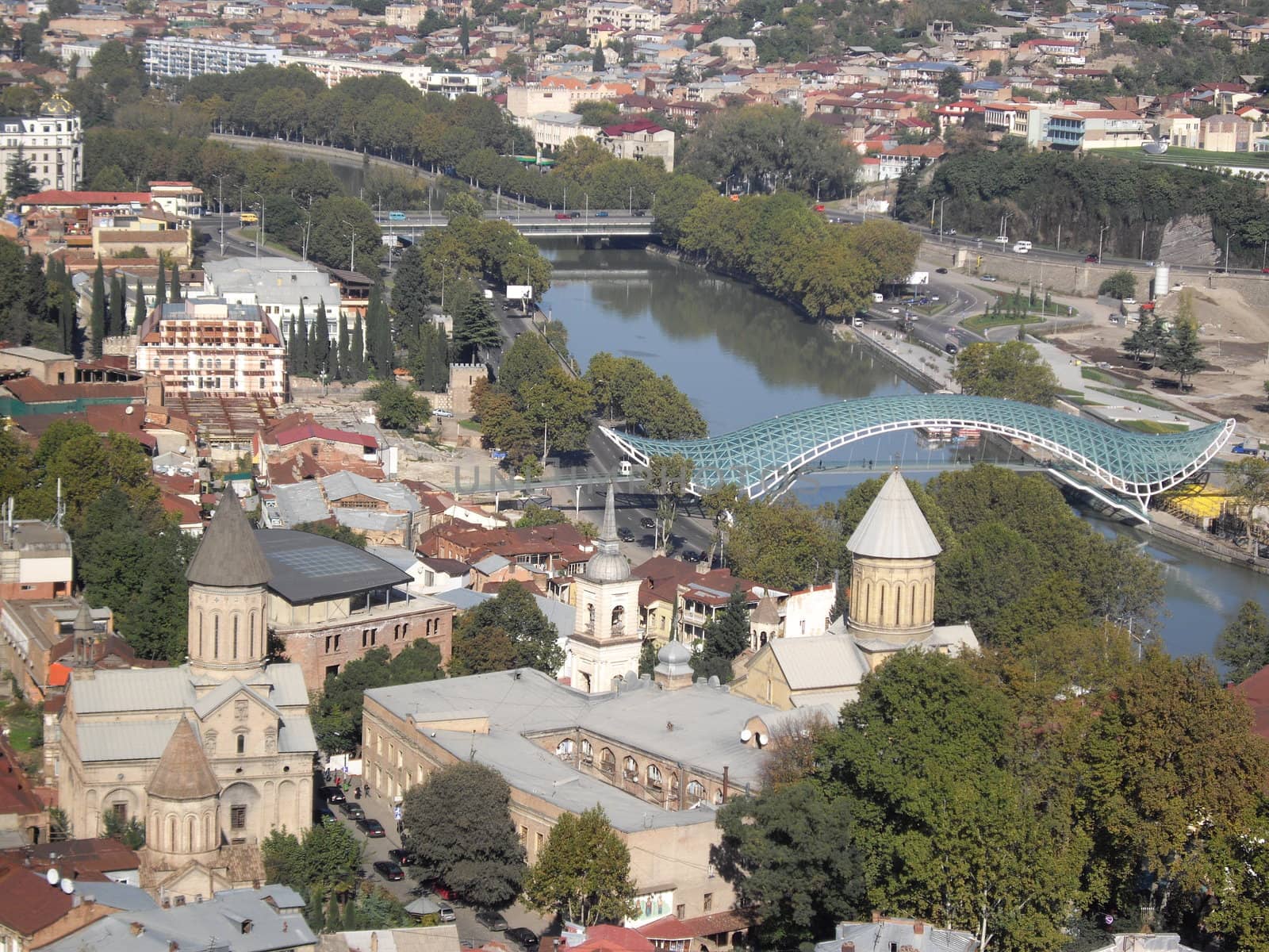 Churches and domes of Tbilisi, view to historical part of the capital of Republic of Georgia