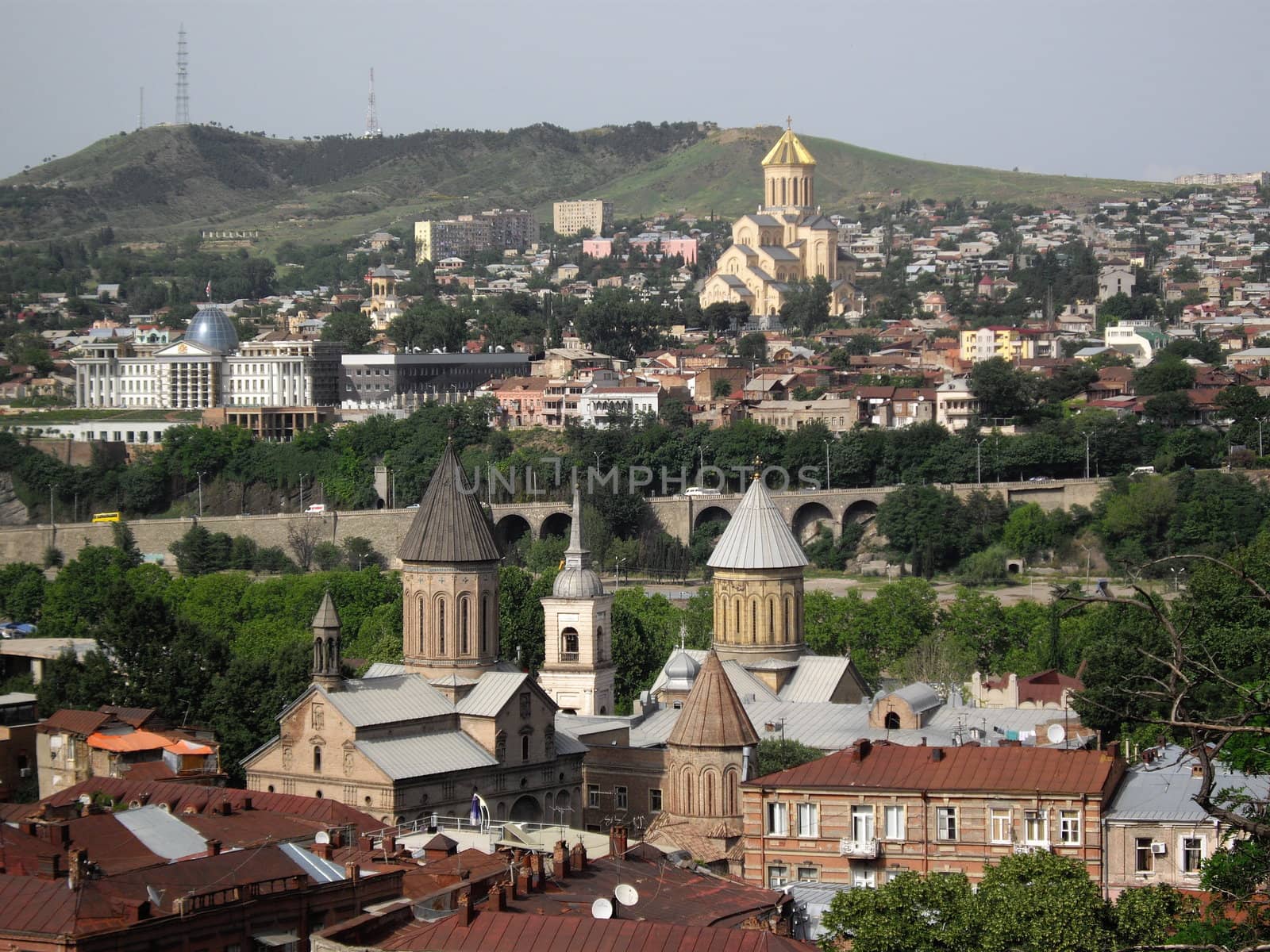 Churches and domes of Tbilisi, view to historical part of the capital of Republic of Georgia