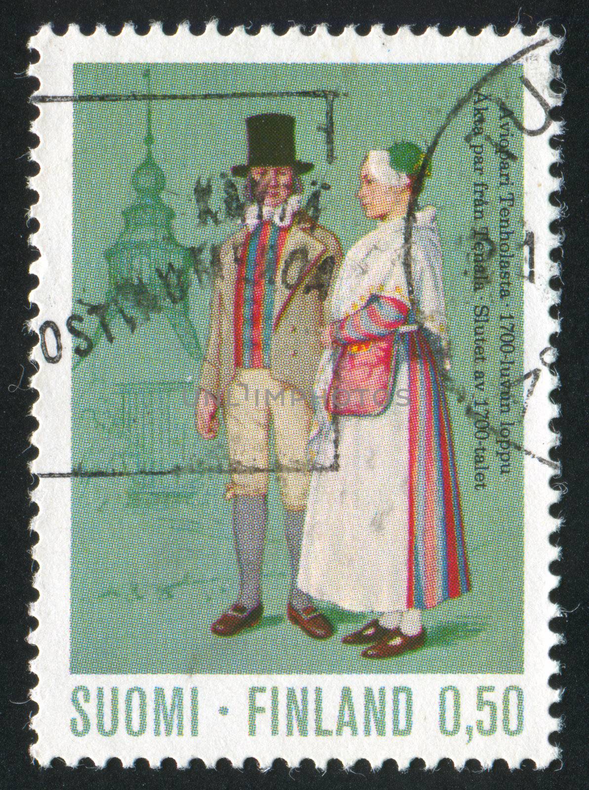 FINLAND - CIRCA 1972: stamp printed by Finland, shows Couple from Tenhola, circa 1972