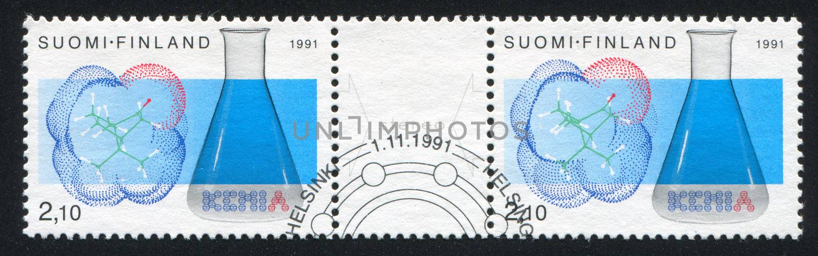 FINLAND - CIRCA 1991: stamp printed by Finland, shows Chemists Club, Finnish Chemists Society, circa 1991