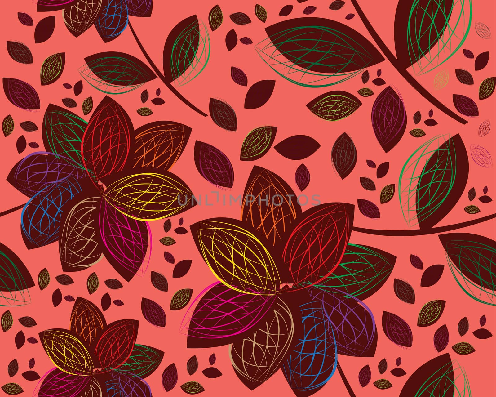 colored and modern Retro floral seamless background.