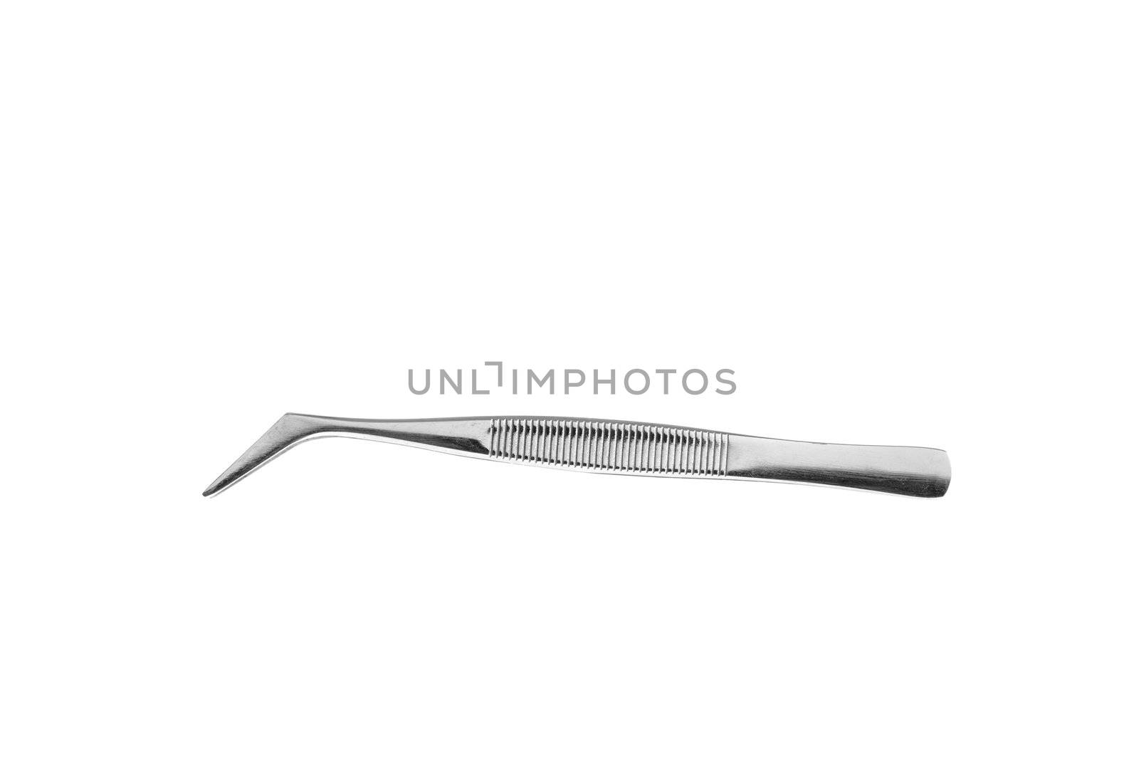 Technical tweezers with pointed tip, isolated on white