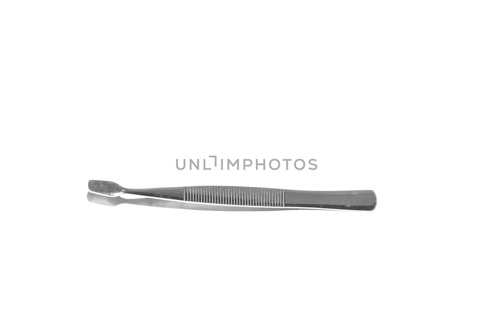 Tweezers with wide tip, isolated on white