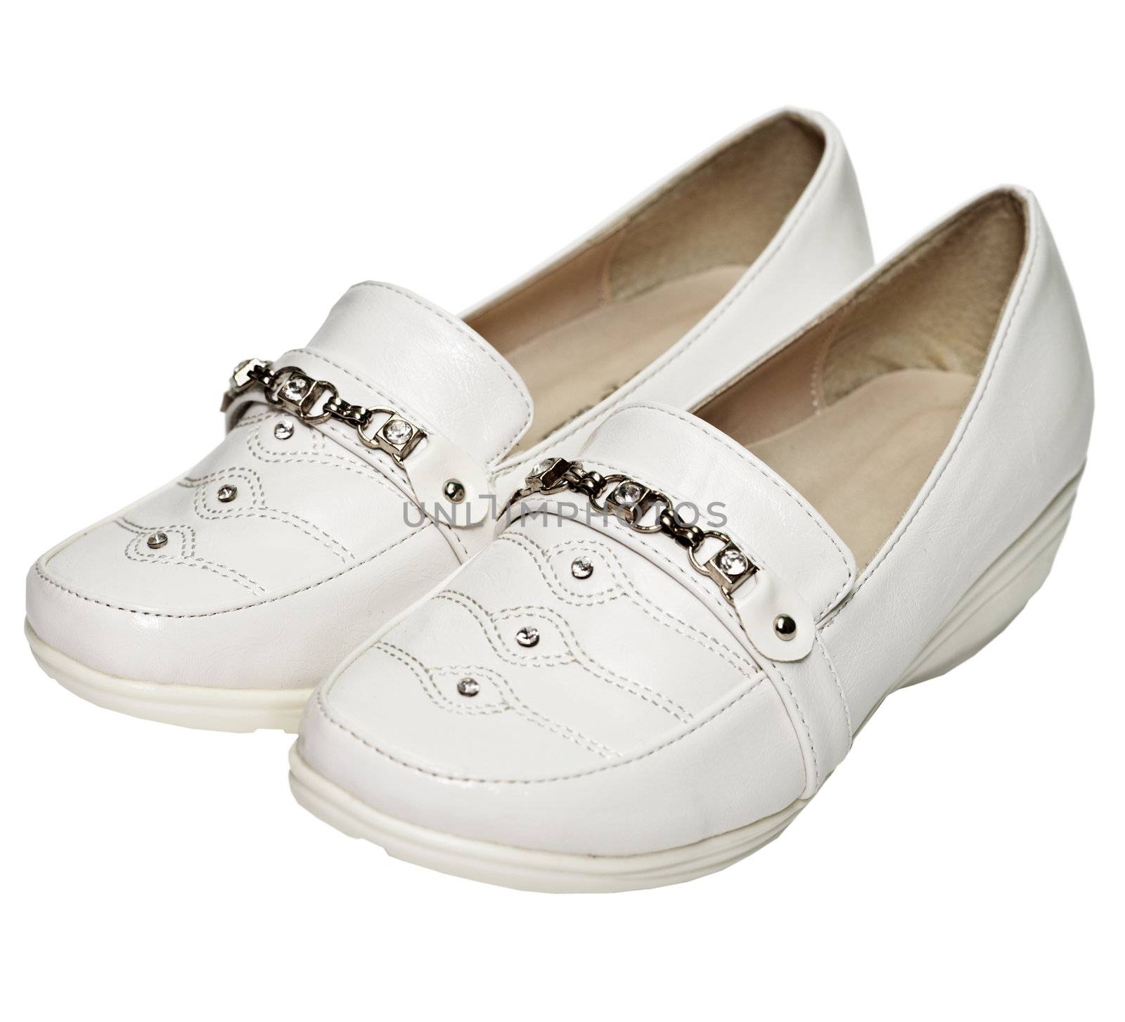 Women's white leather shoes by pzaxe