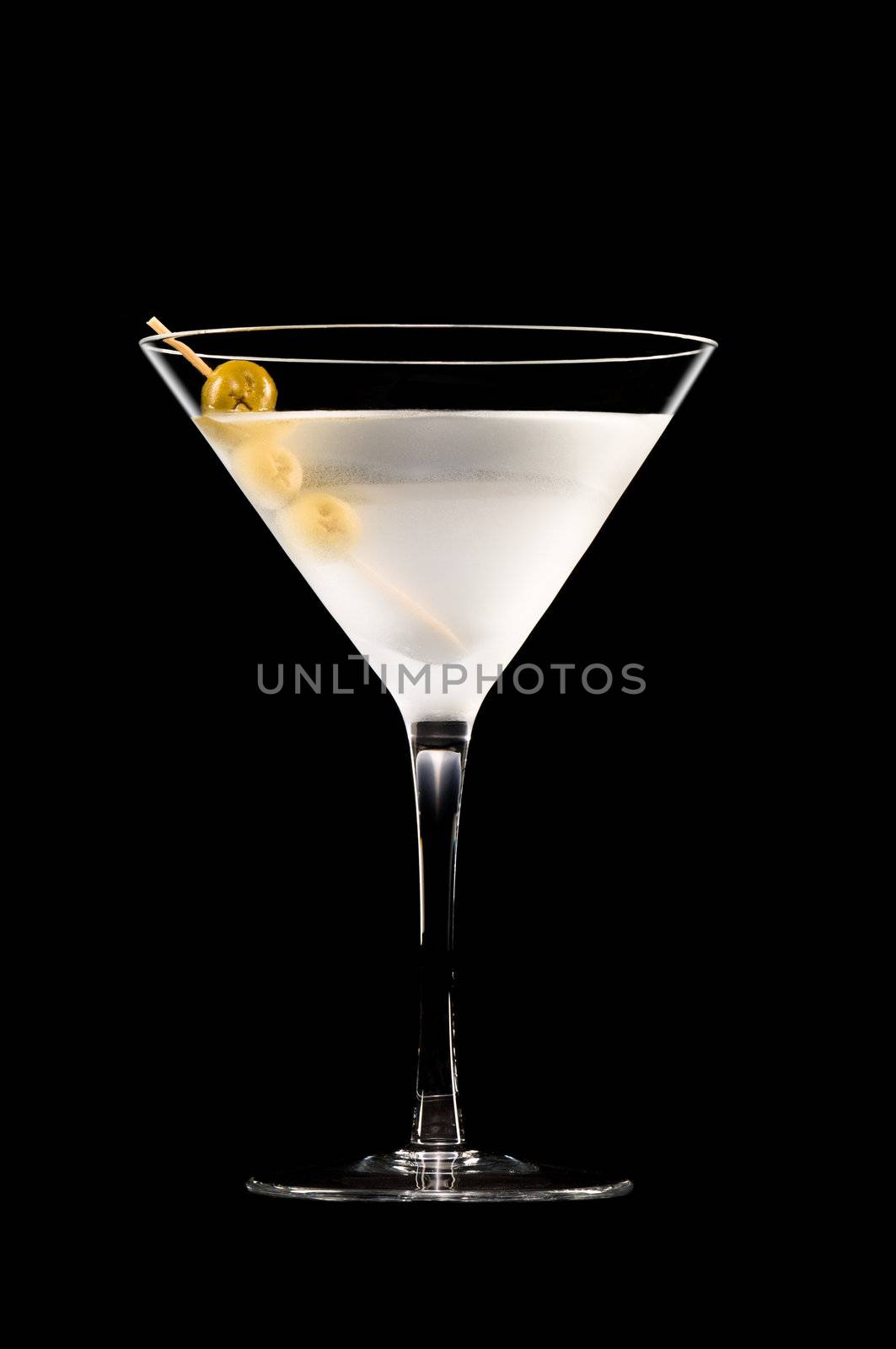 Vodka Martini in front of a black background