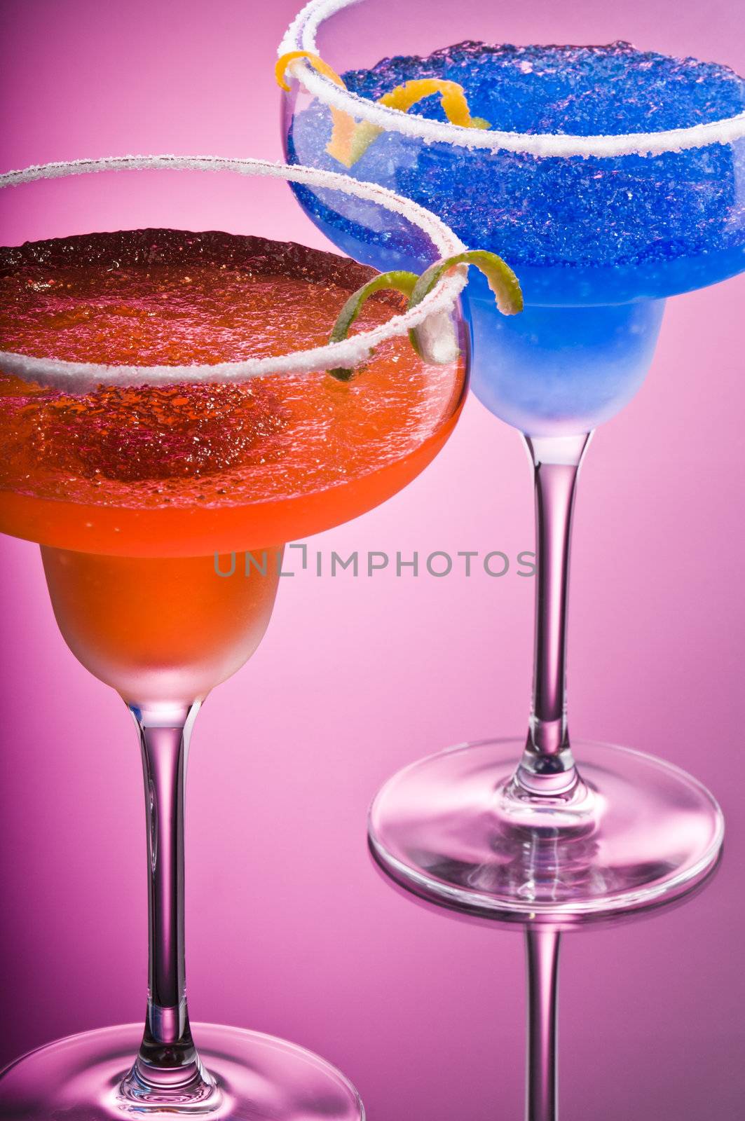 Cobalt and Peach Margarita over pink background