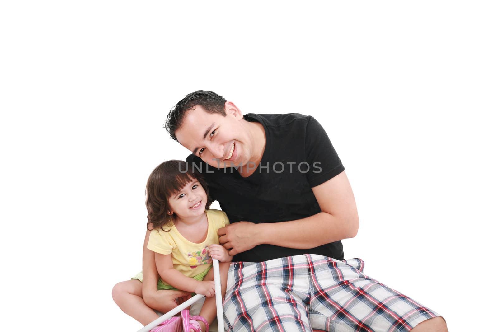 Father and daughter smiling - isolated over a white background by dacasdo
